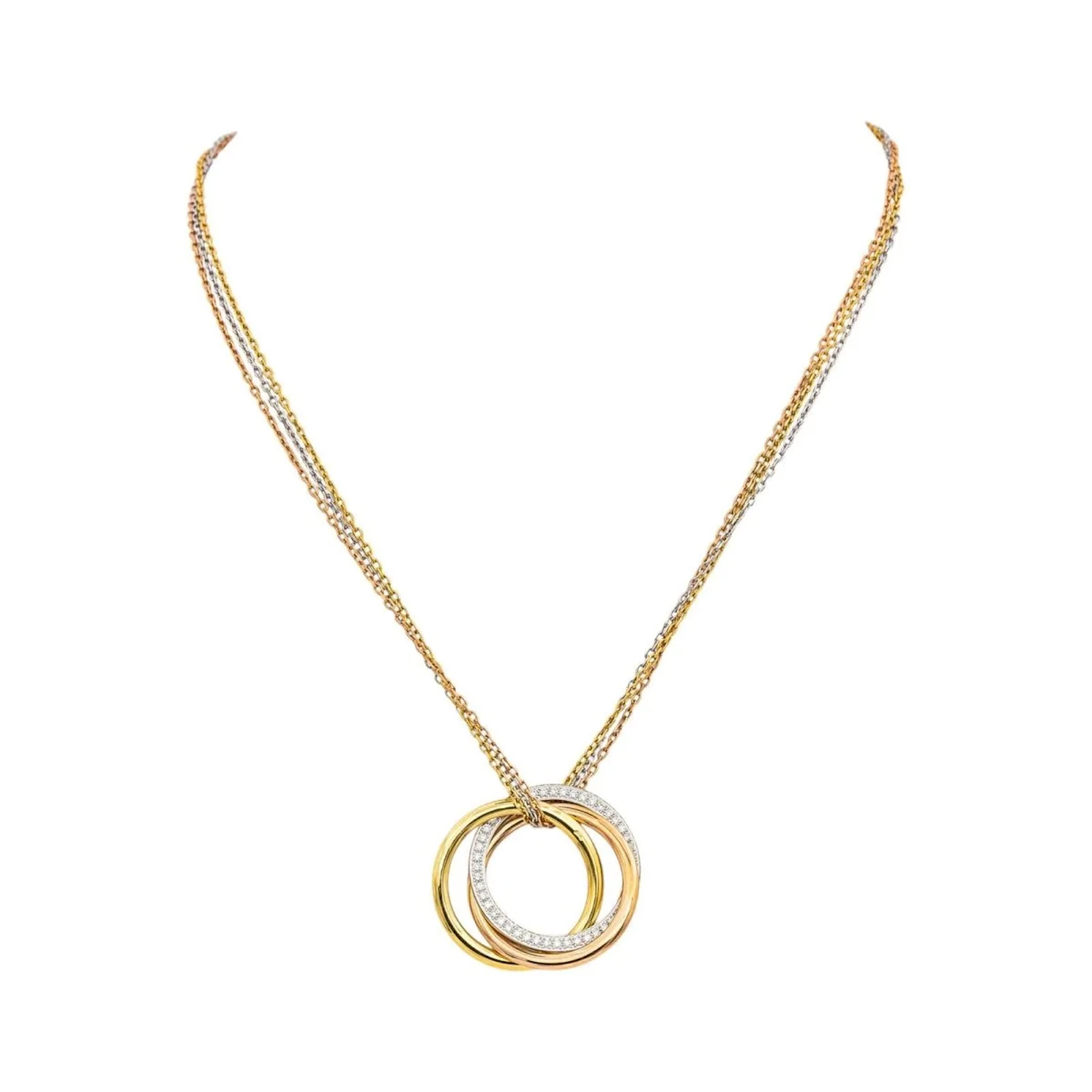 Collier Pendentif CARTIER "Trinity" en or rose et diamants
