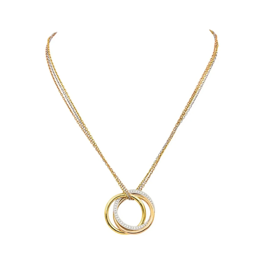 Collier Pendentif CARTIER "Trinity" en or rose et diamants