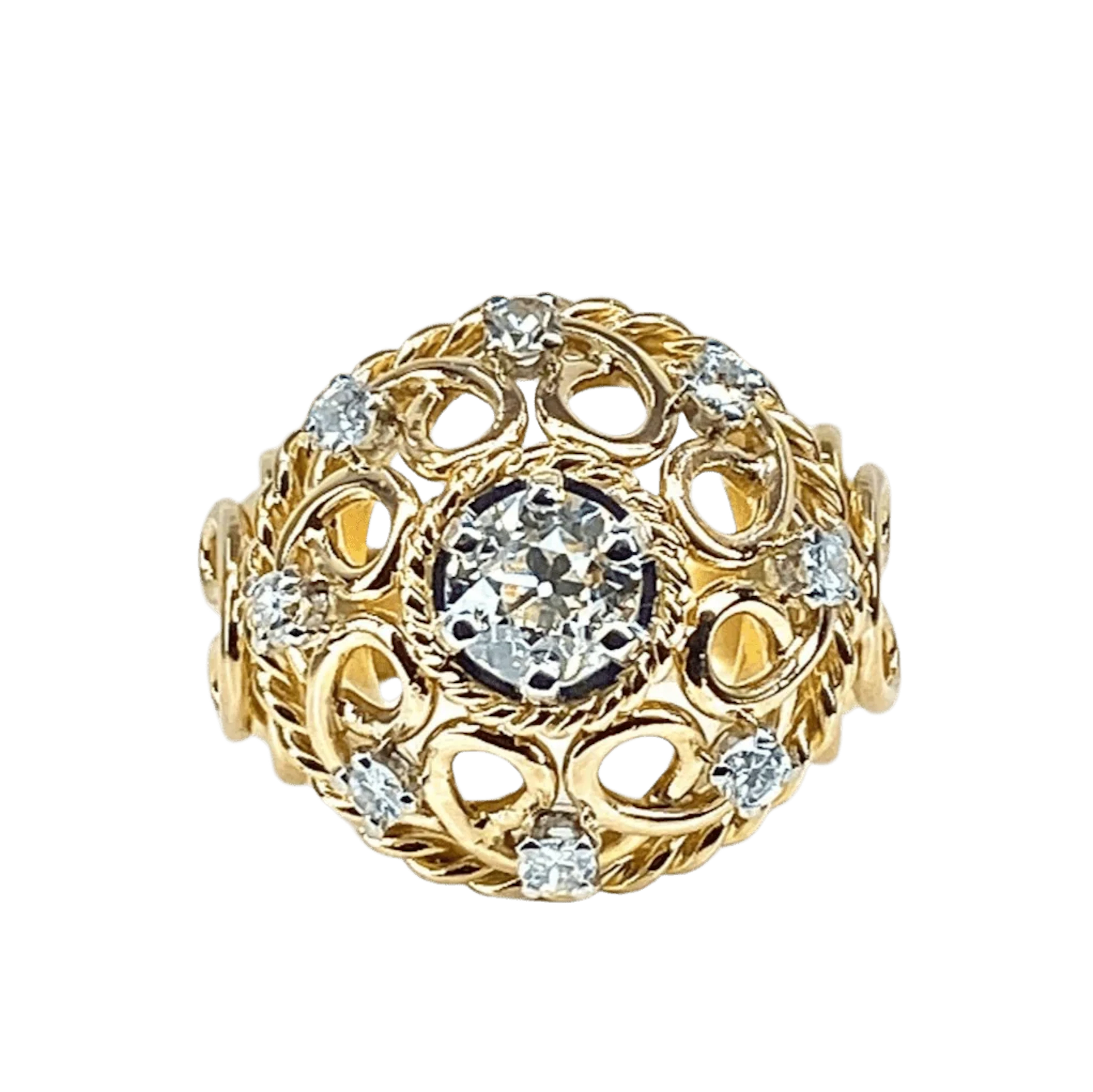 Yellow gold and Diamond Dome Ring