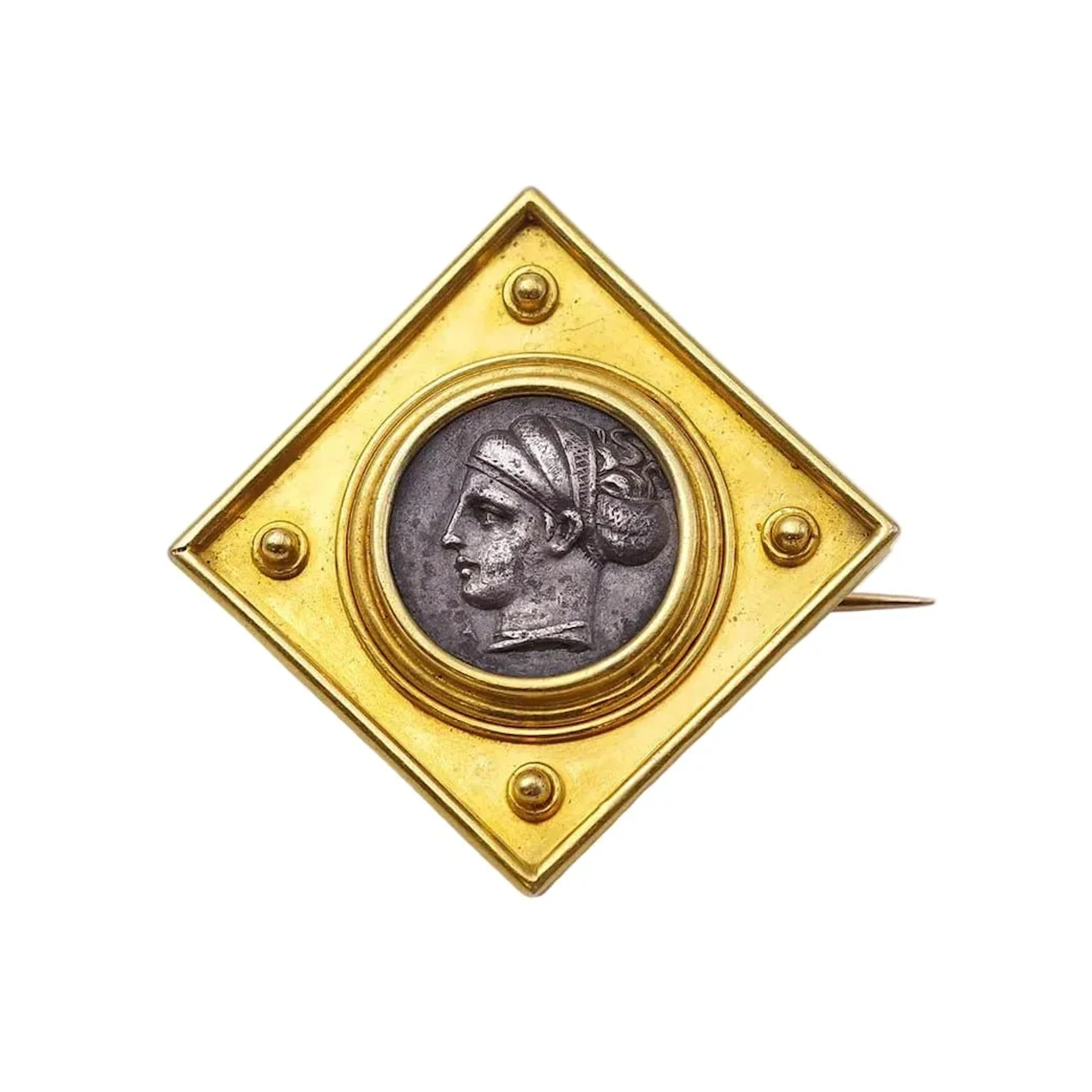 Broche Épingle en or jaune et argent