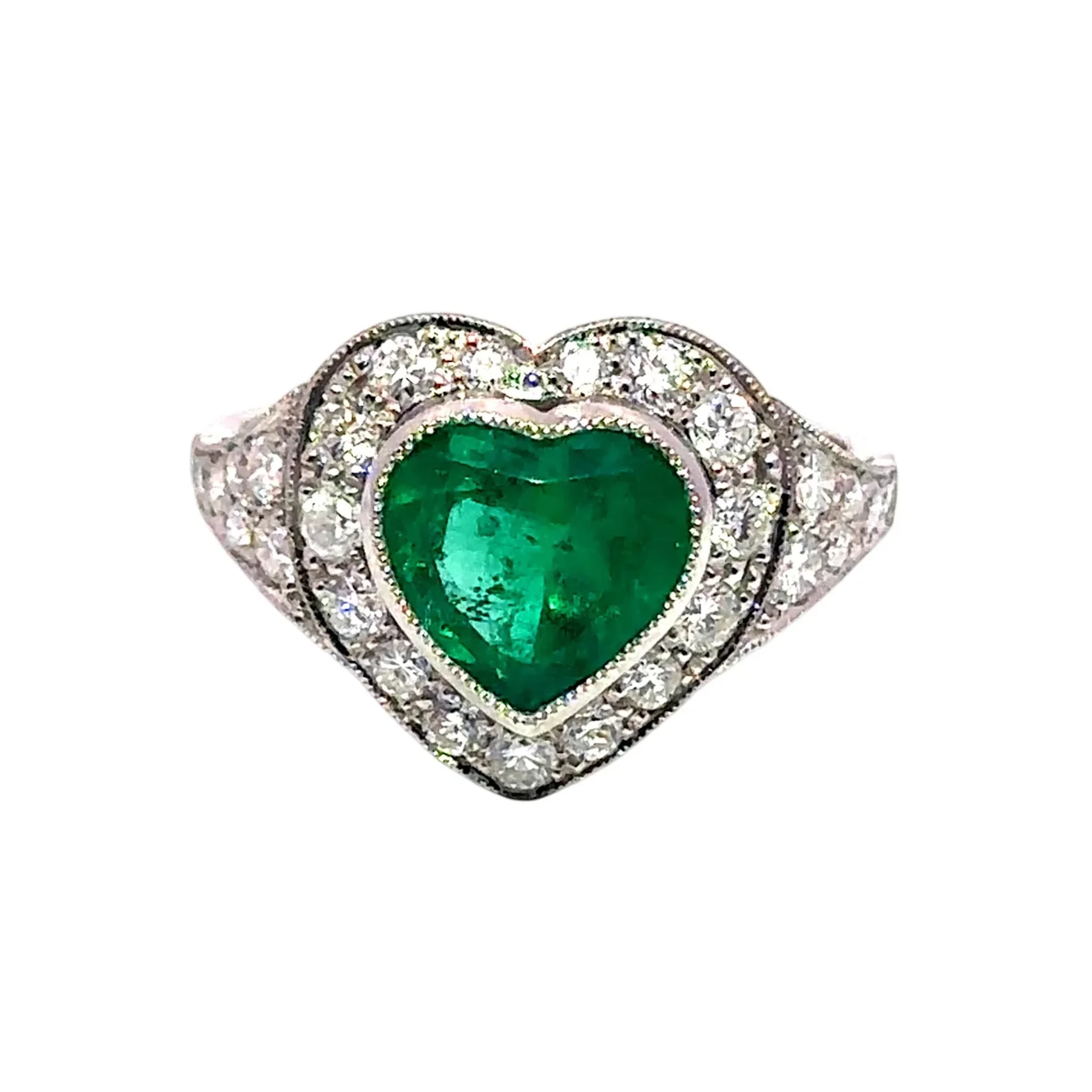 Entourage Ring in Platinum, Emerald, and Diamonds