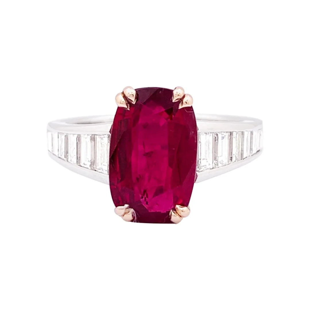 Bague Solitaire MANALYS en or blanc, or jaune, rubis et diamants