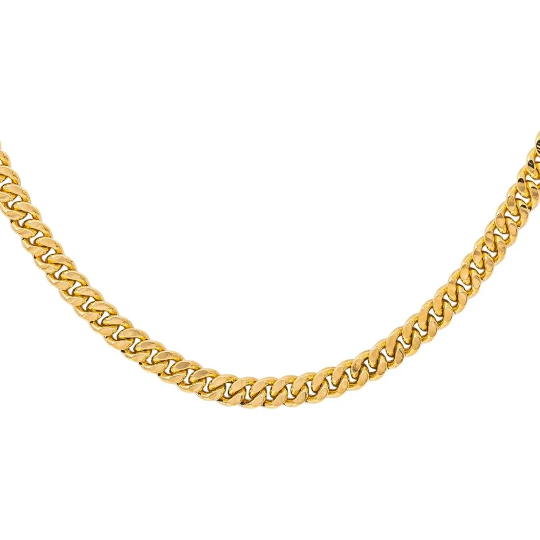 Yellow gold curb chain necklace