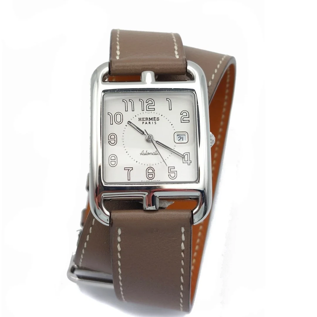 HERMÈS "Cape Cod" GM Watch in Steel and Leather