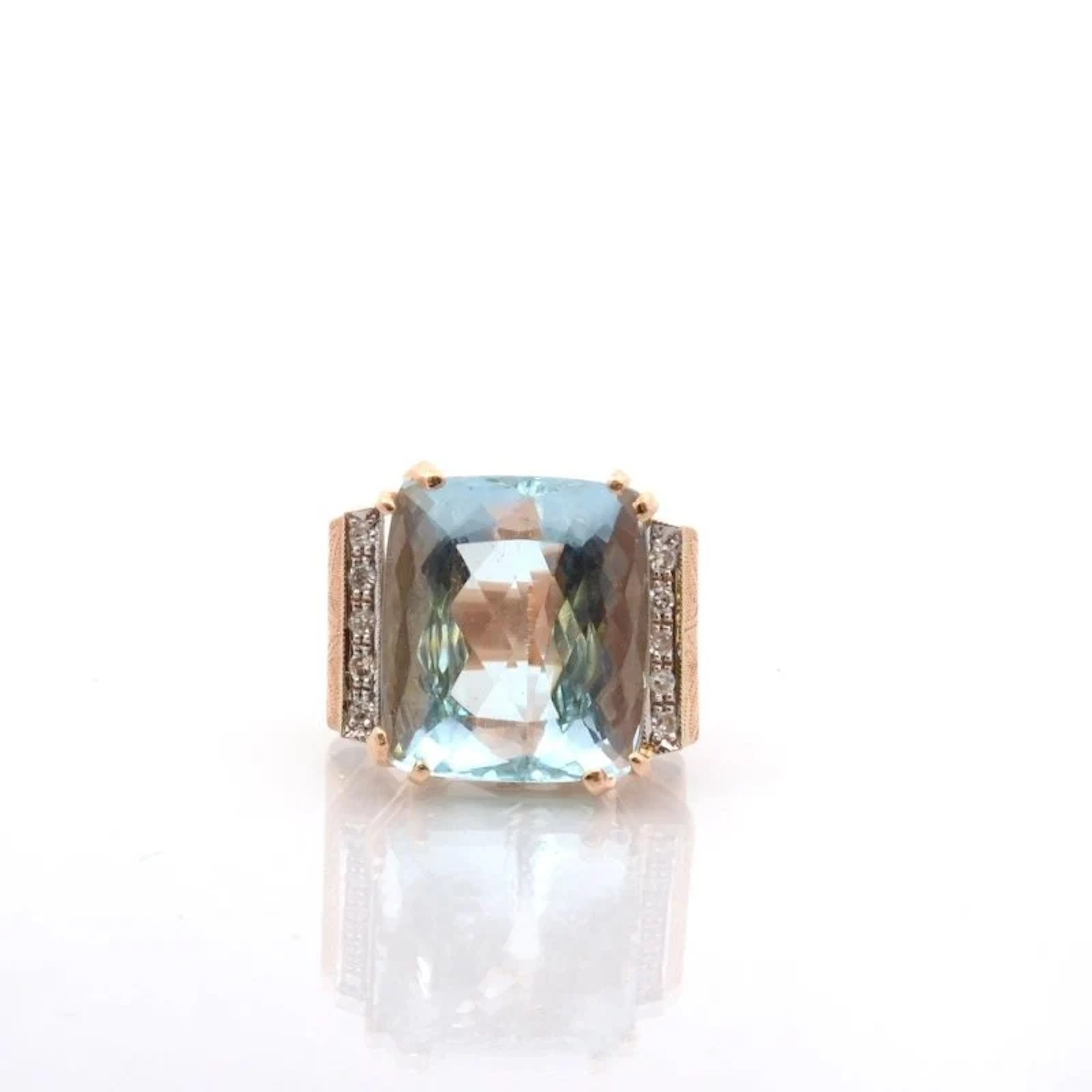 Ring at rose gold and aquamarine