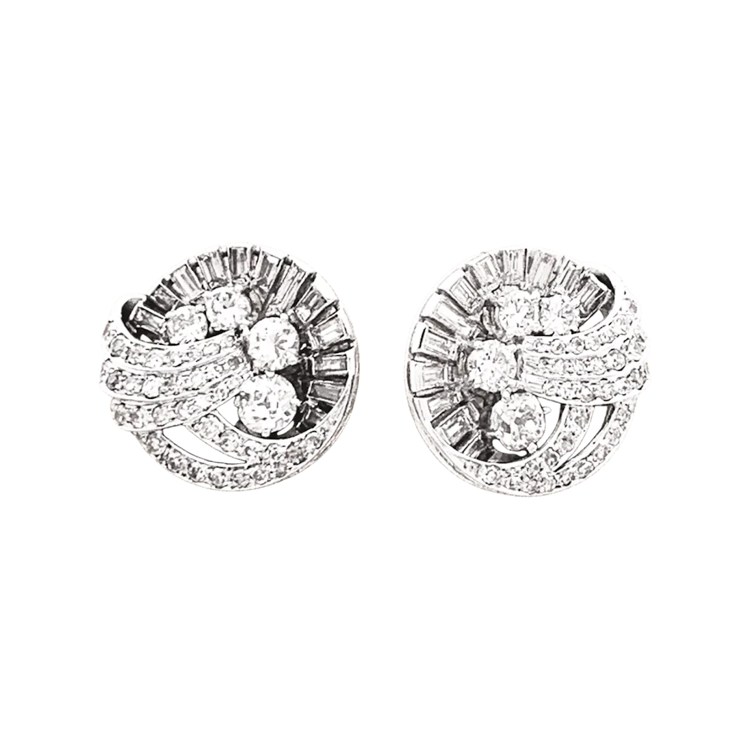 Boucles d'oreilles Puces en or blanc, platine et diamants