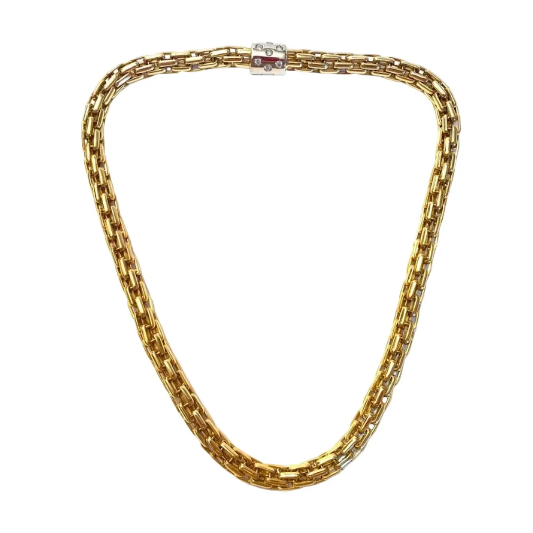 POMELLATO Link Necklace in white gold, yellow gold, and diamonds