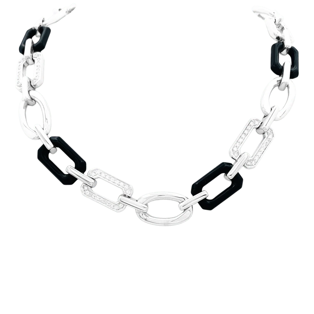 CHANEL "Première" Necklace in white gold, onyx and diamonds