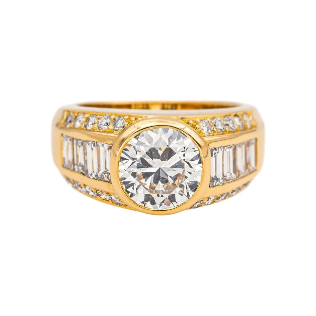 Ring Jonc in yellow gold and diamonds