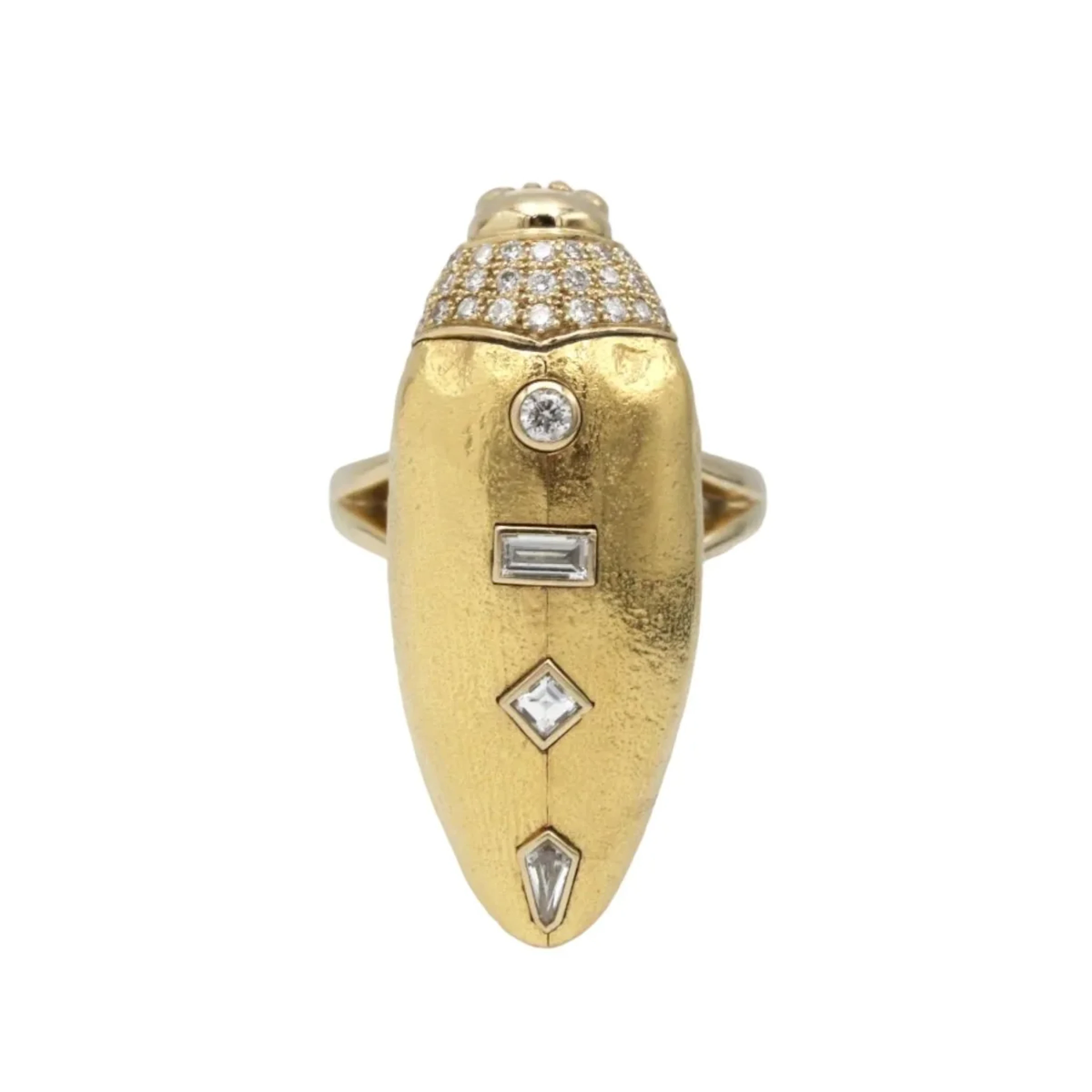Ring BIBI VAN DER VELDEN "Scarabée" in yellow gold, garnets and diamonds