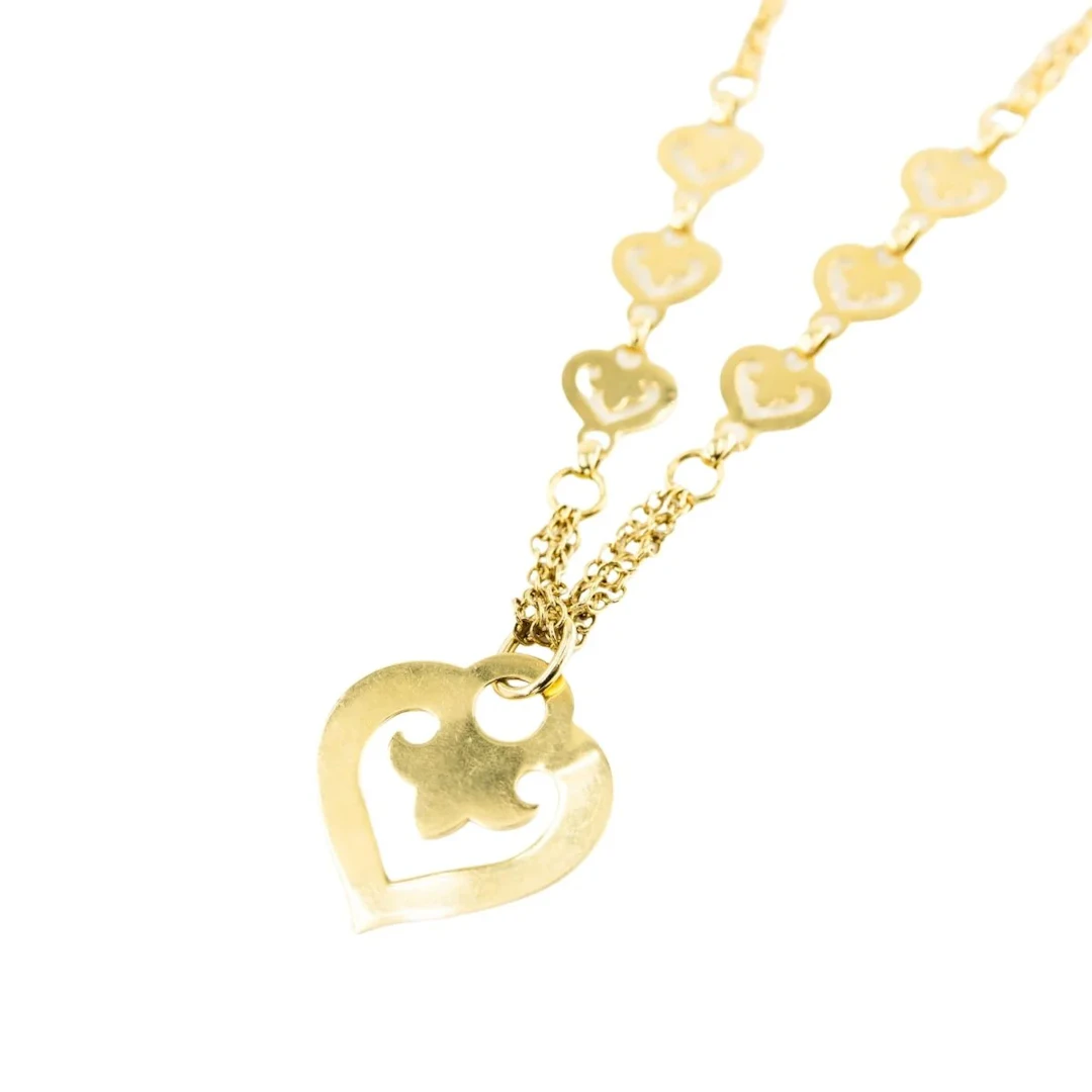 O.J. PERRIN "Coeur Légendes" Yellow Gold Pendant Necklace