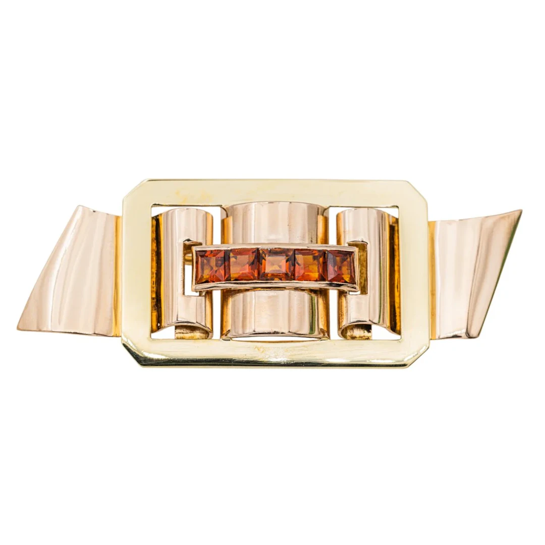Brooch Tank Yellow gold Citrine