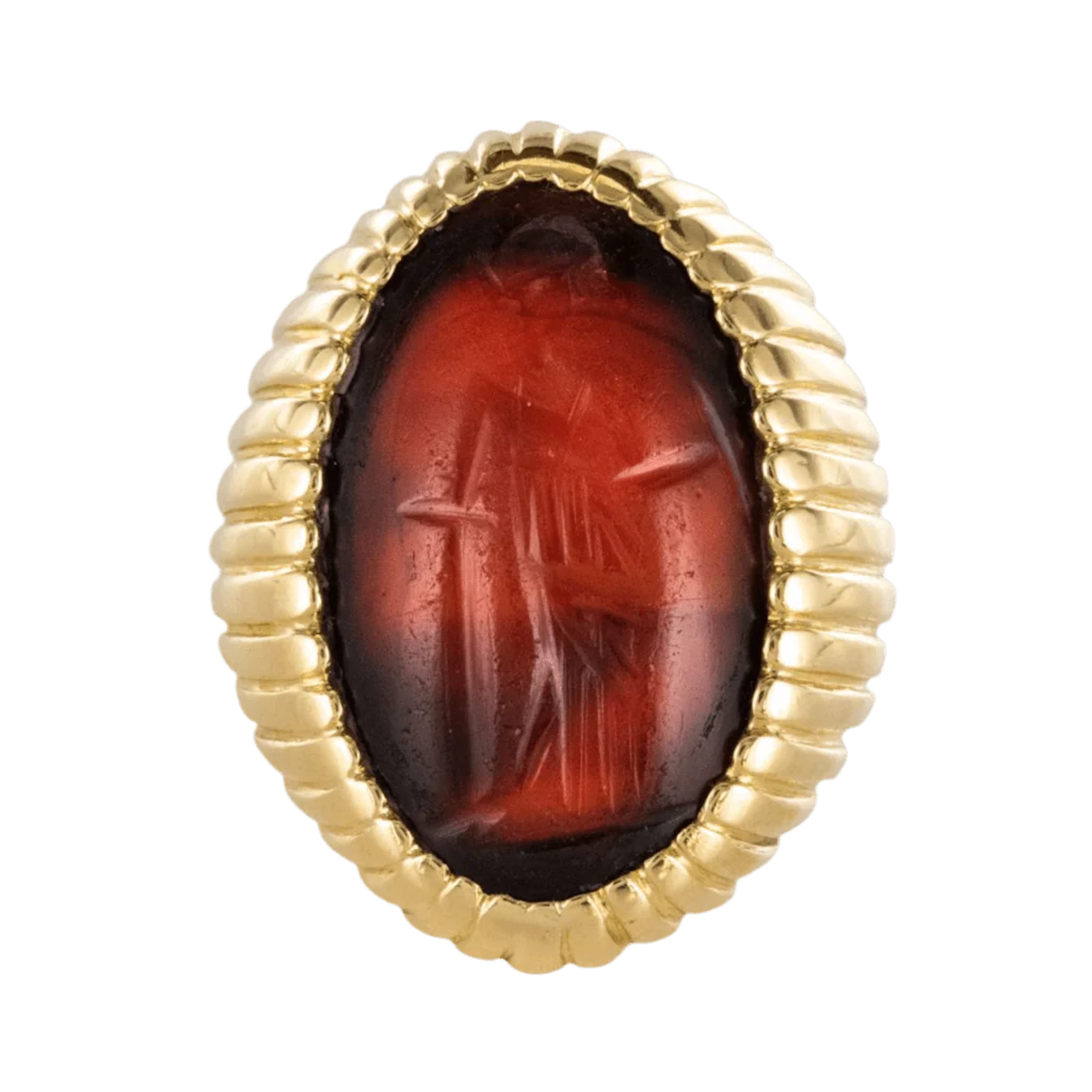 Signet ring in yellow gold, intaglio and agate