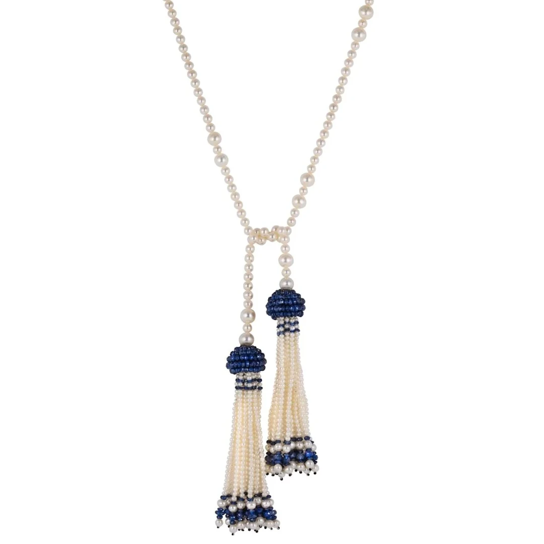 Bayadère necklace with pearls and sapphires