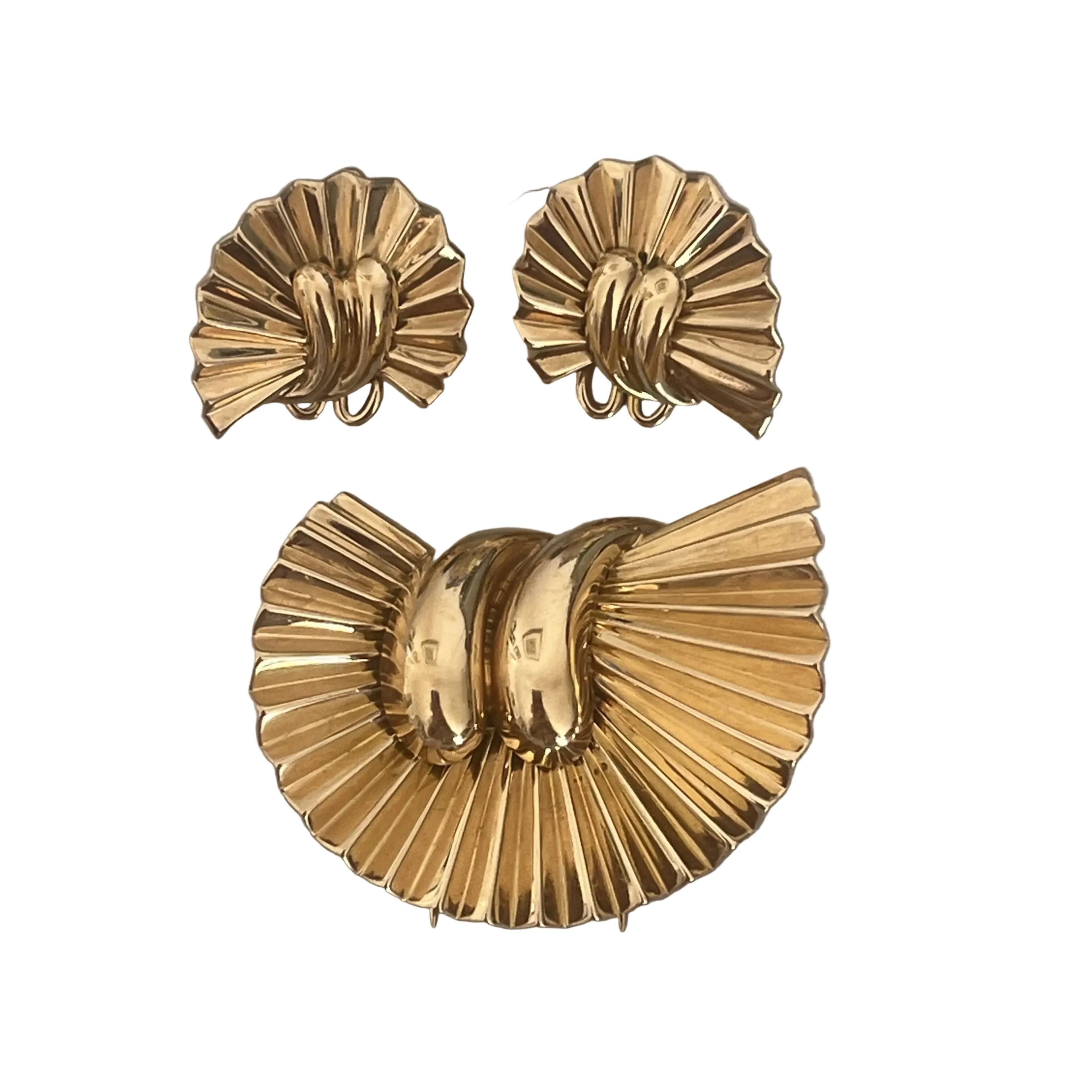Yellow Gold Fan Earrings