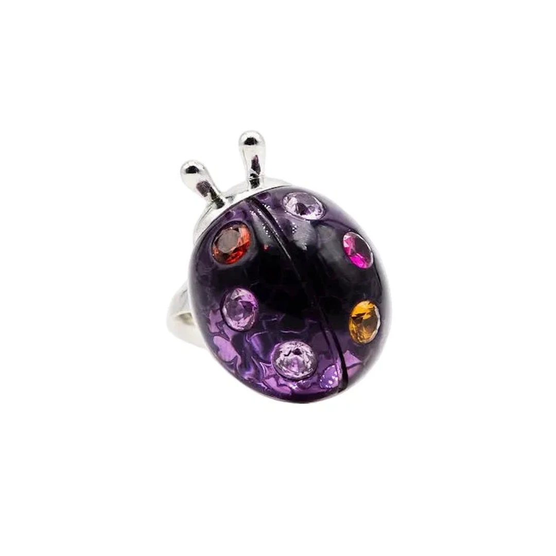 Ring LORENZ BÄUMER "Coccinelle" in white gold, amethyst, citrine and sapphires
