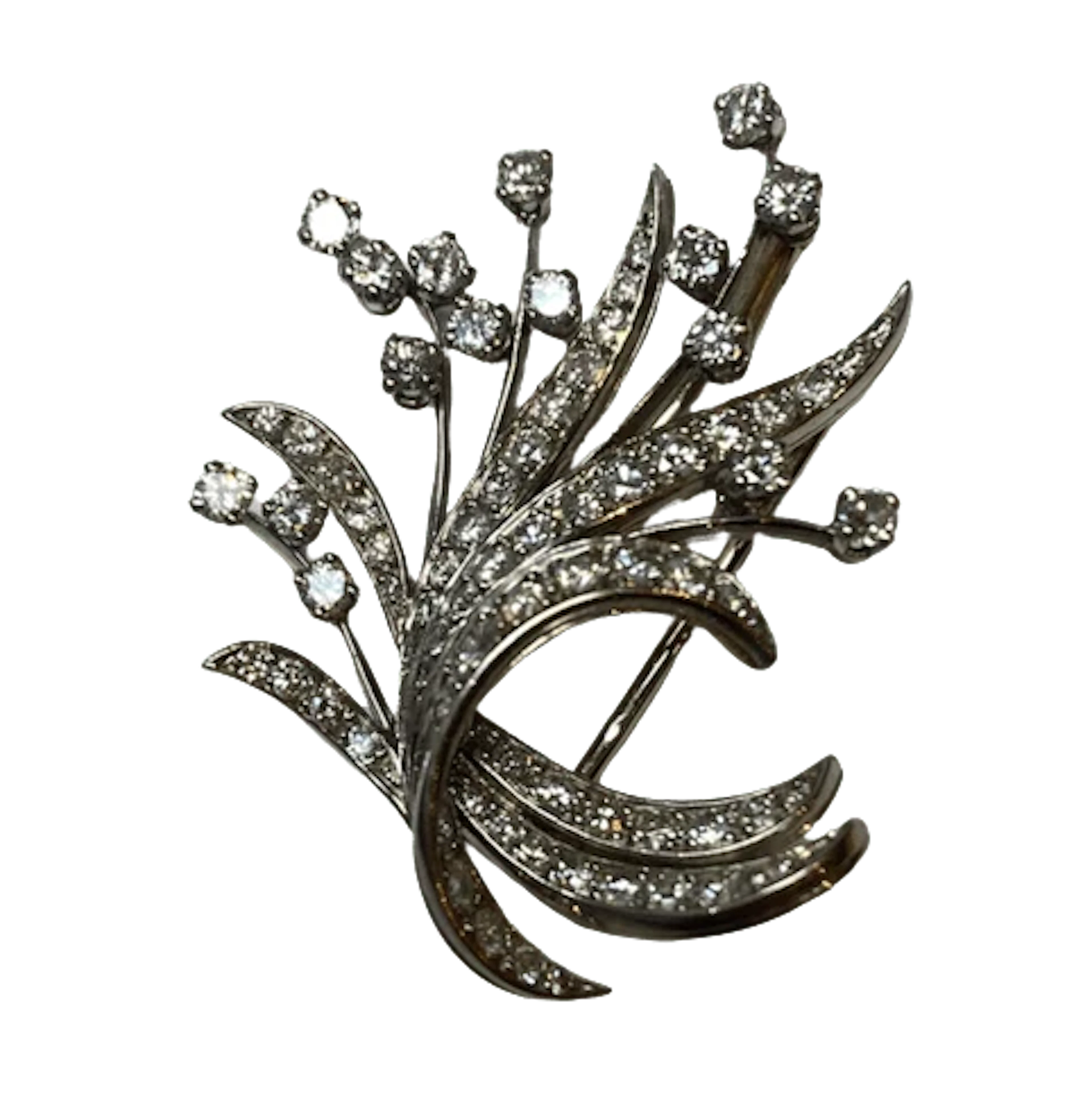 White Gold and Diamond Clip Brooch