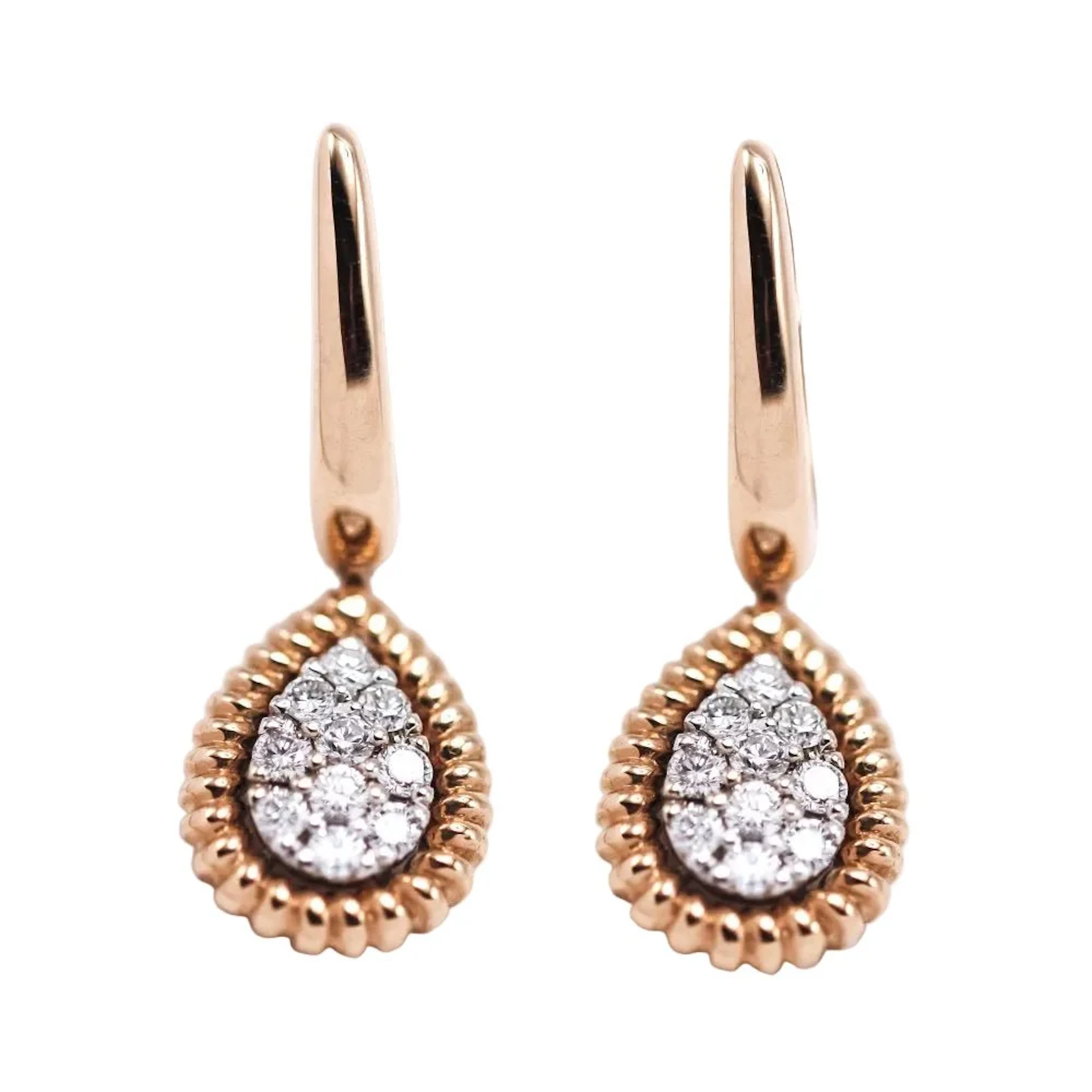 Earrings Blue gold pendants, white gold and diamonds