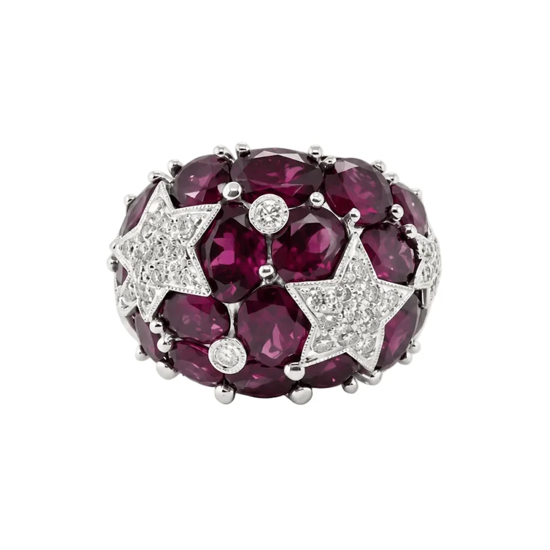 "Dôme" Ring in White Gold, Tourmalines, and Diamonds