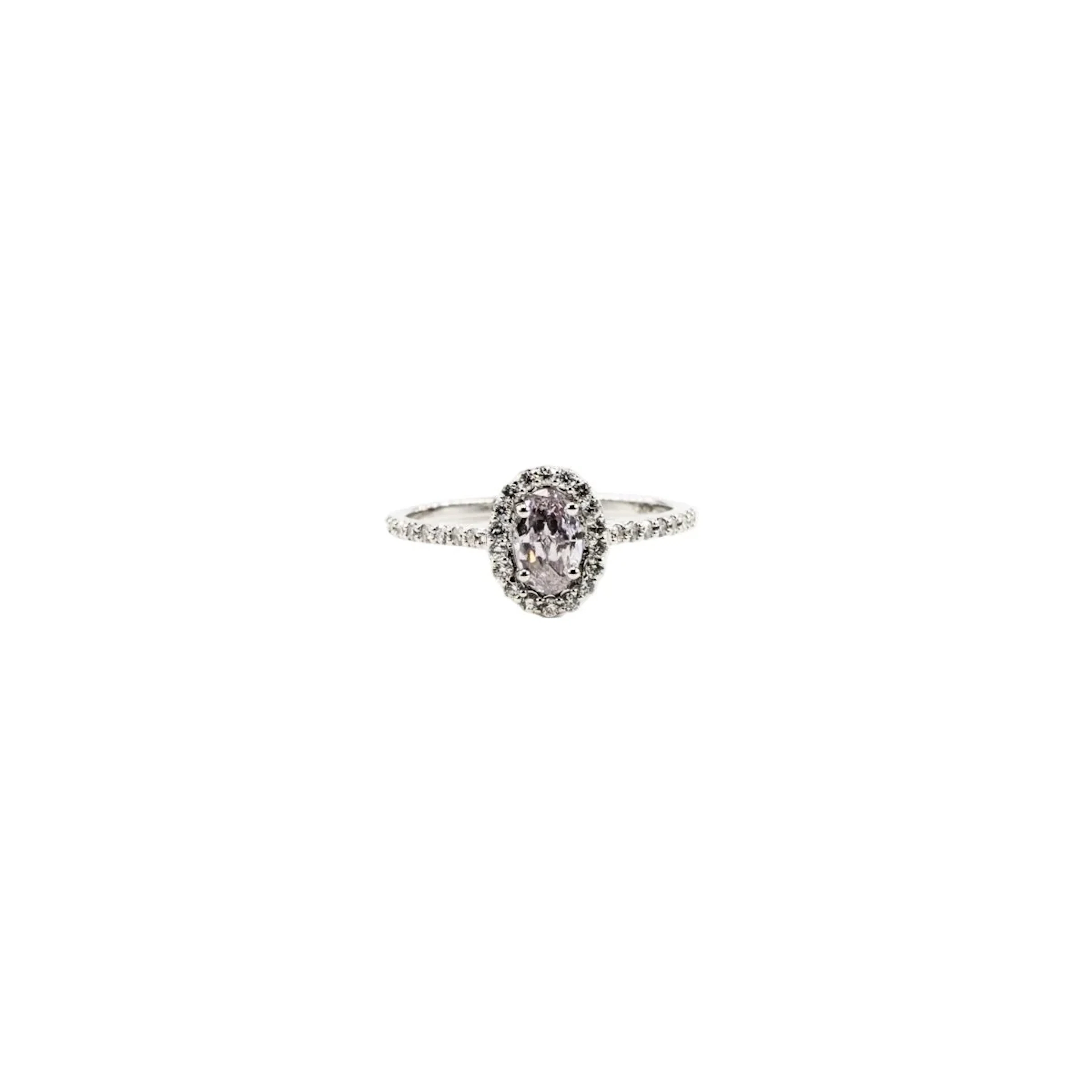 Entourage Ring in white gold, fancy light purplish pink diamonds and diamonds