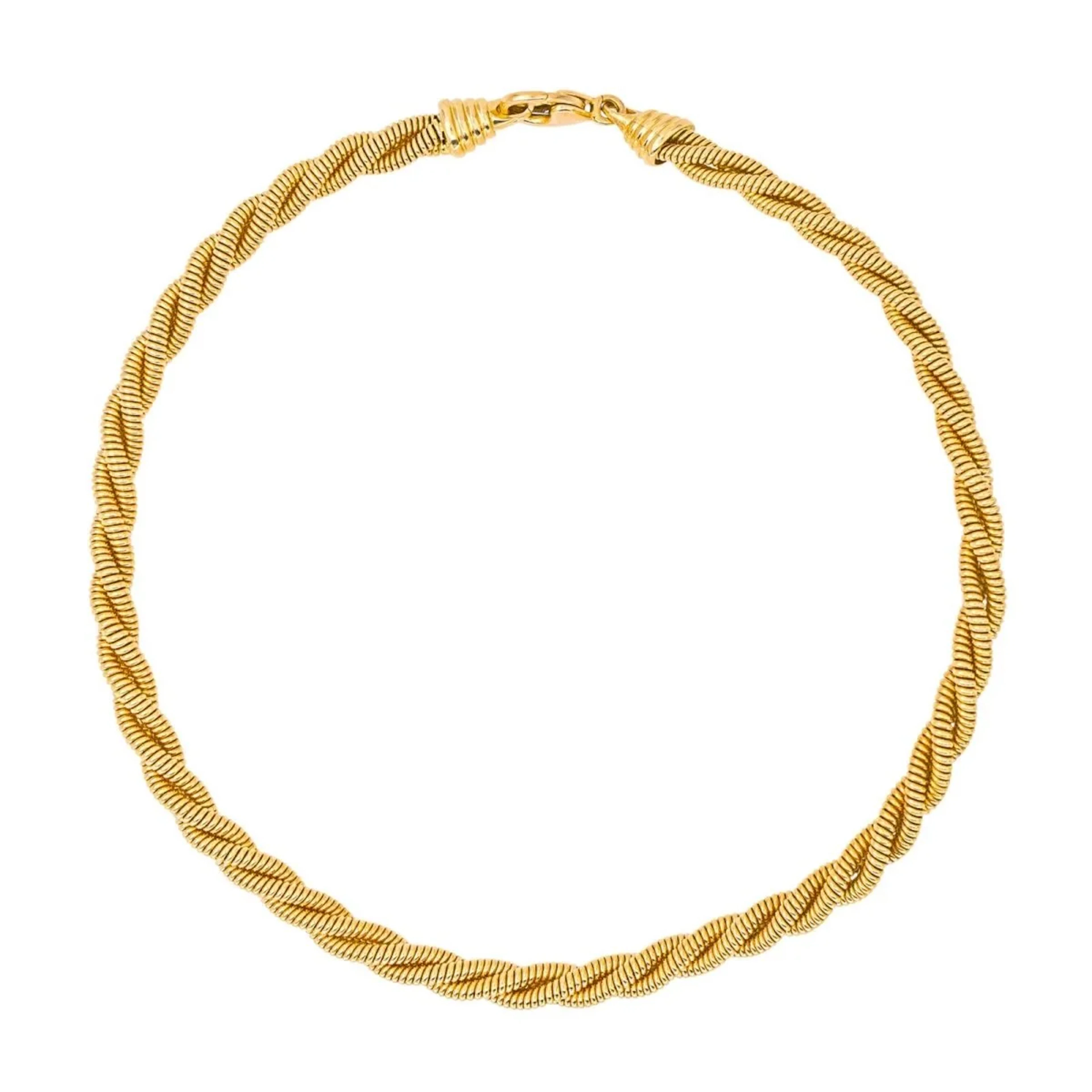 Twisted mesh necklace in yellow gold
