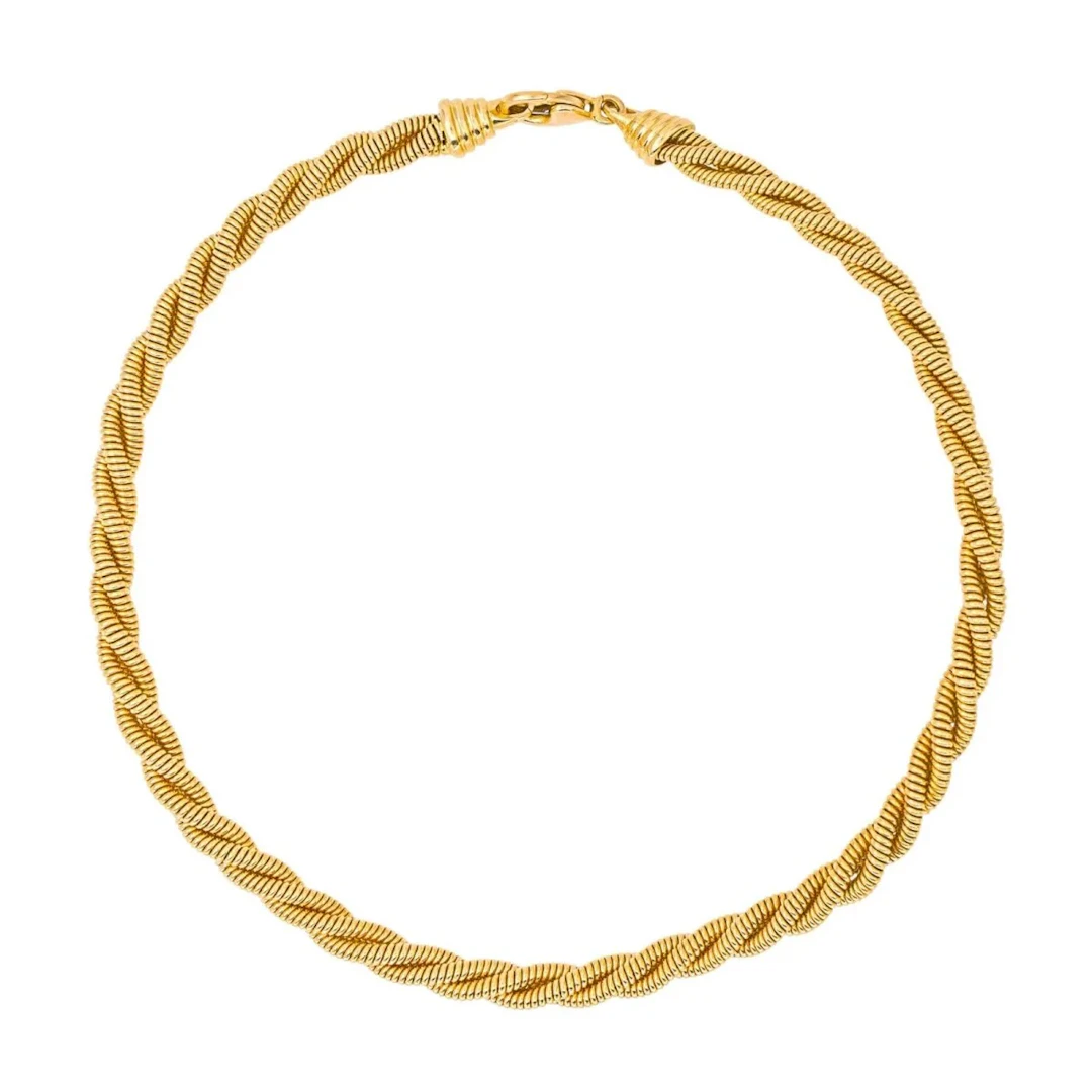 Twisted mesh necklace in yellow gold