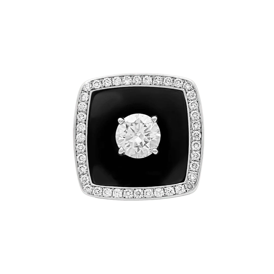 Ring CHANEL "Nuit noire" in white gold, enamel and diamonds