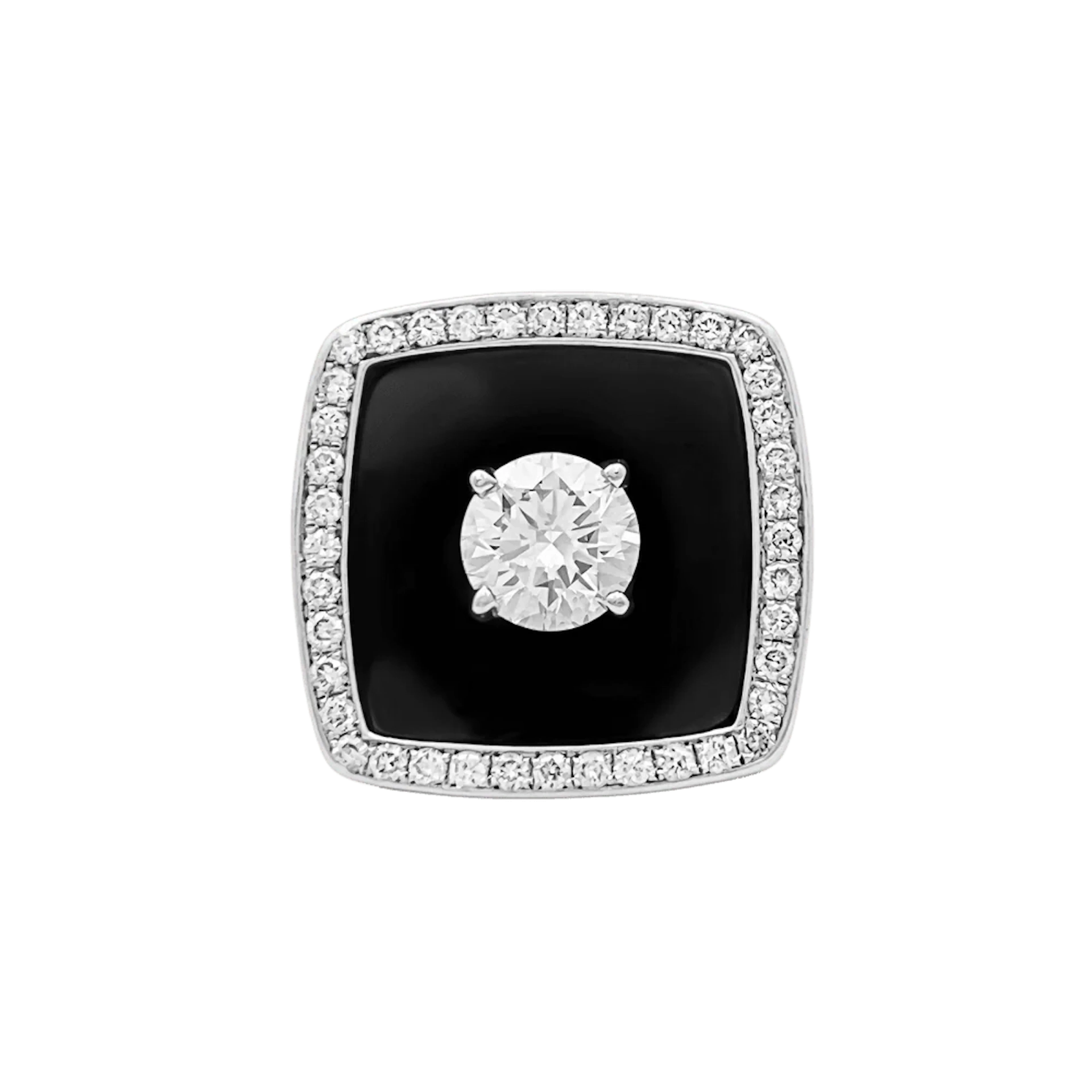 Ring CHANEL "Nuit noire" in white gold, enamel and diamonds