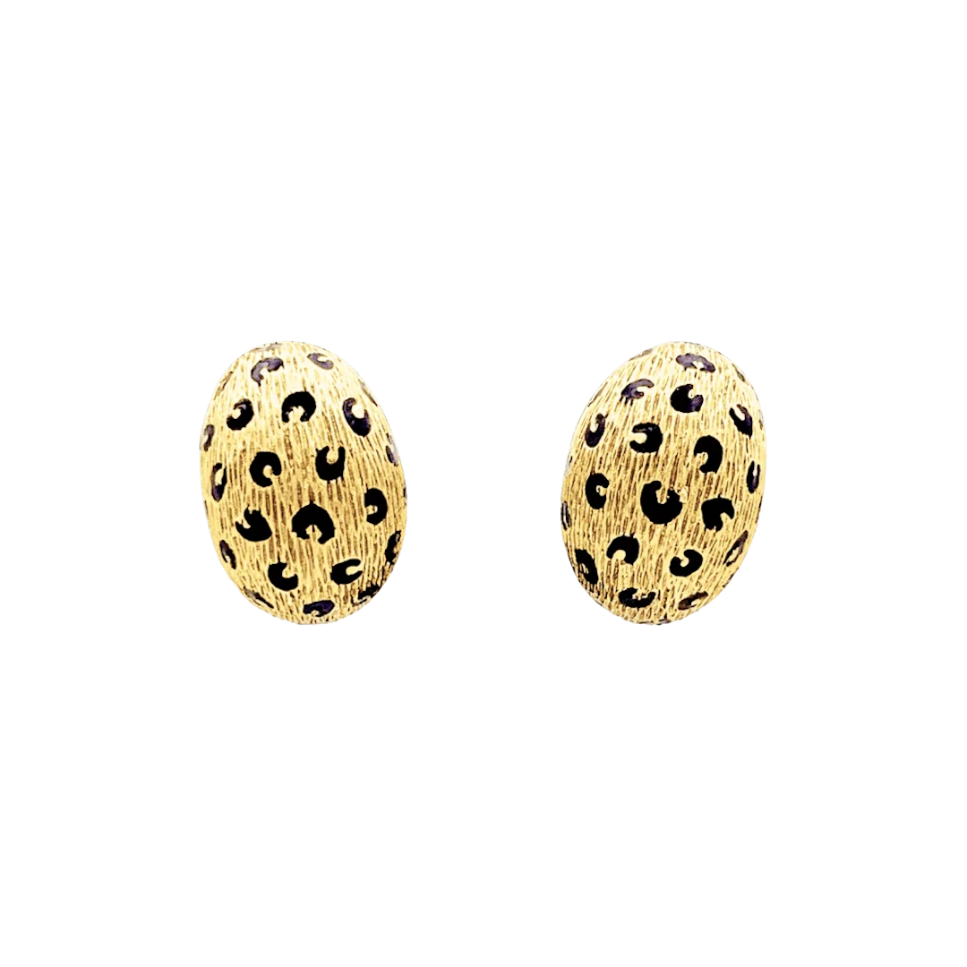 Boucles d'oreilles Clips FRED "Léopard" en or jaune et émail
