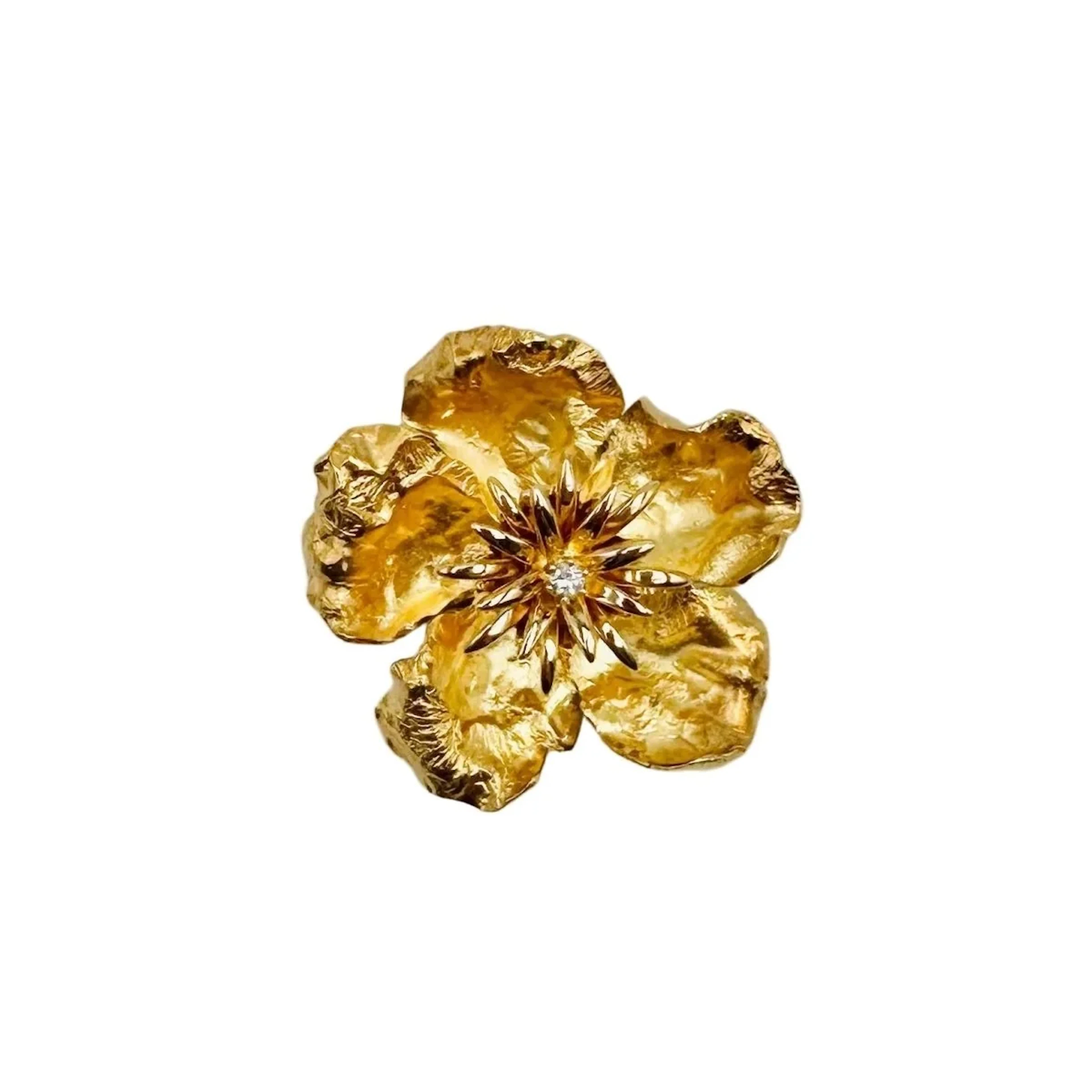Broche/Pendentif Fleur H. SENA en or jaune et diamant