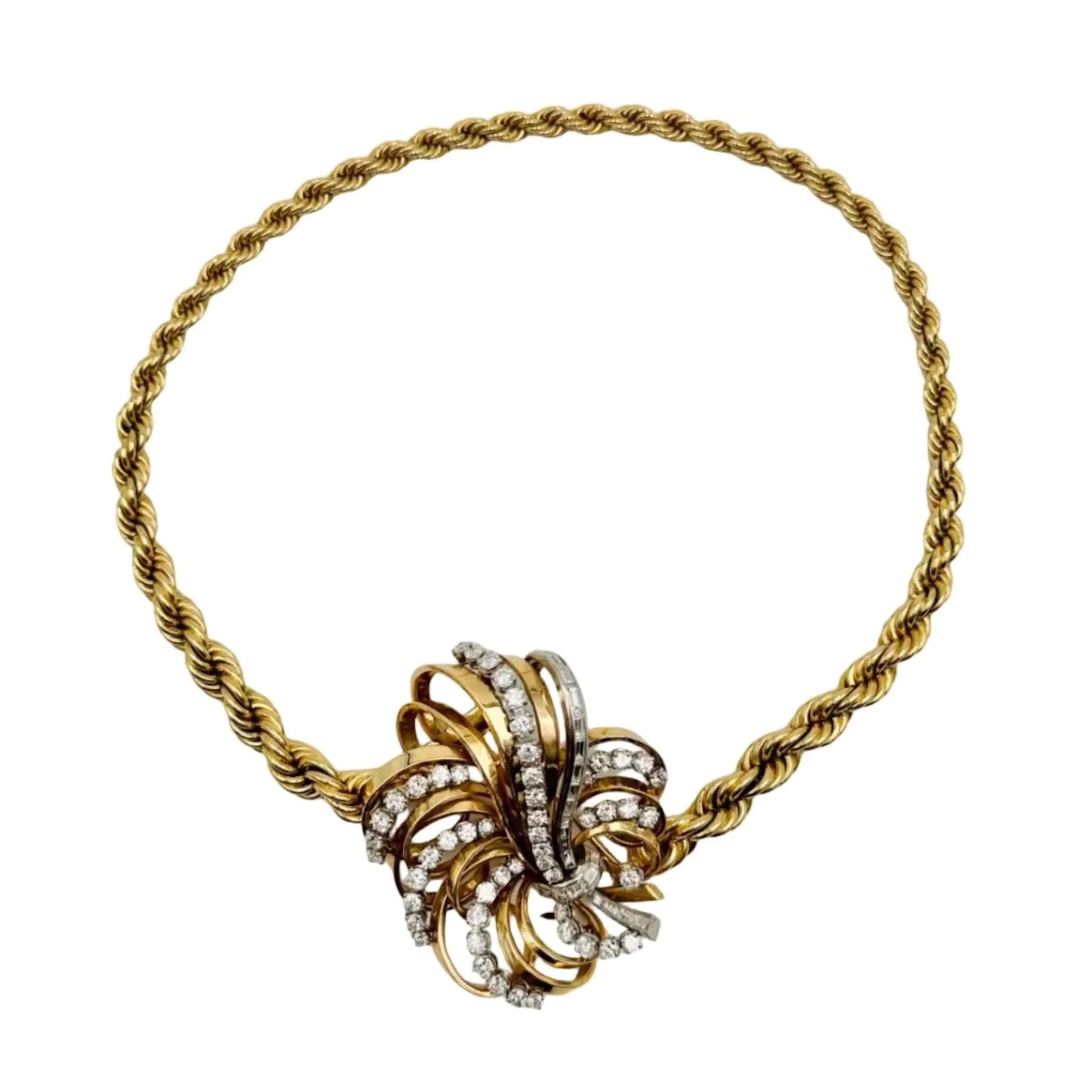 BOUCHERON Brooch/Necklace Pendant in yellow gold, rose gold, Platinum