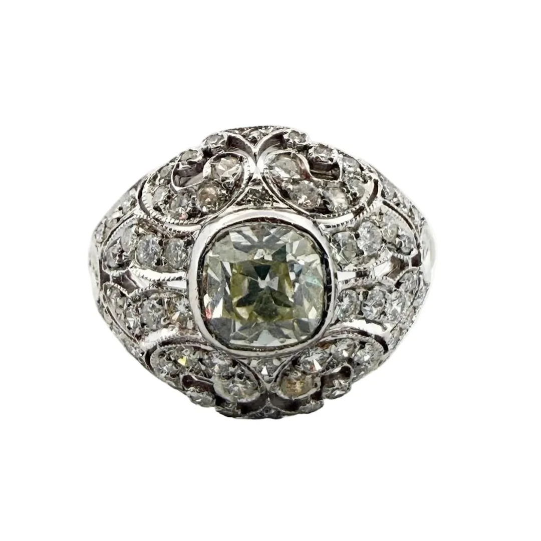 White Gold and Diamond Dome Ring