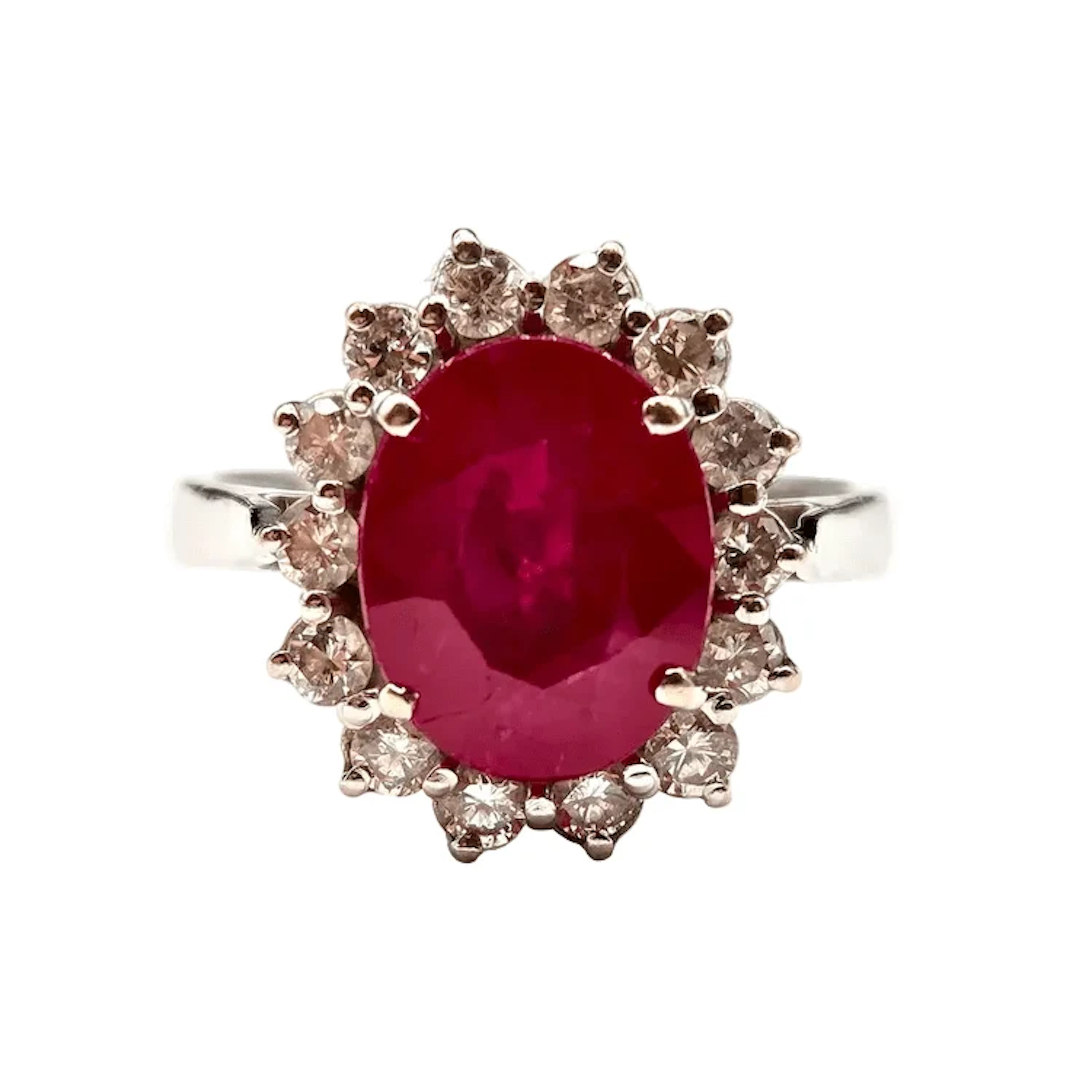 Entourage Ring in white gold, rubies, and diamonds