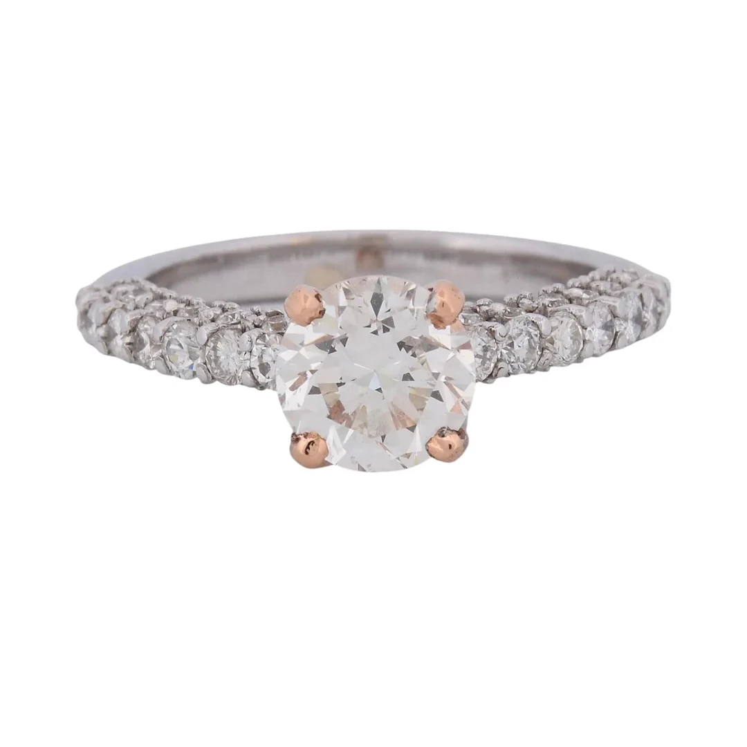 Solitaire Ring in white gold, rose gold, and diamonds