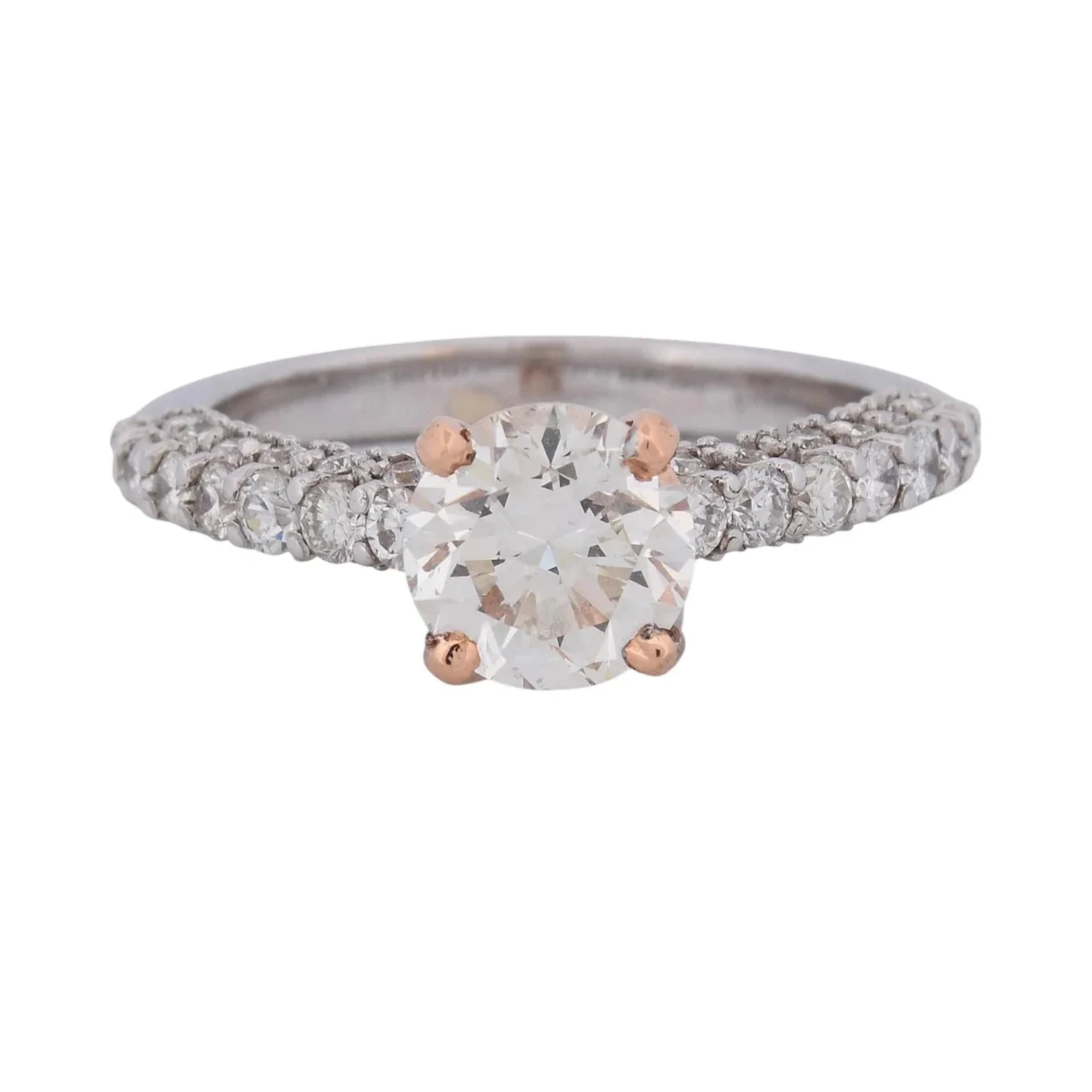 Solitaire Ring in white gold, rose gold, and diamonds