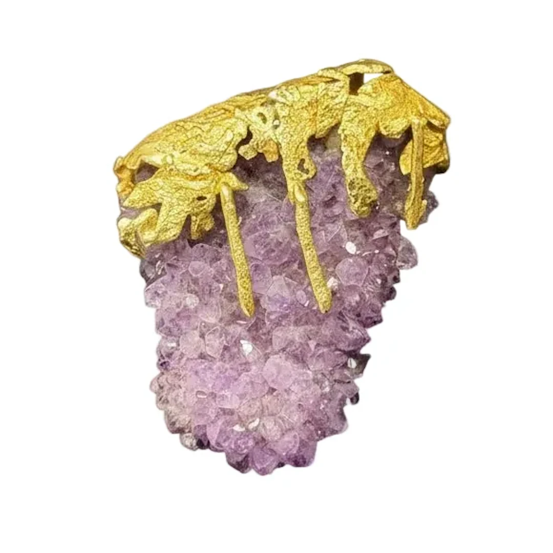 ROLAND SCHAD Yellow Gold and Amethyst Pendant