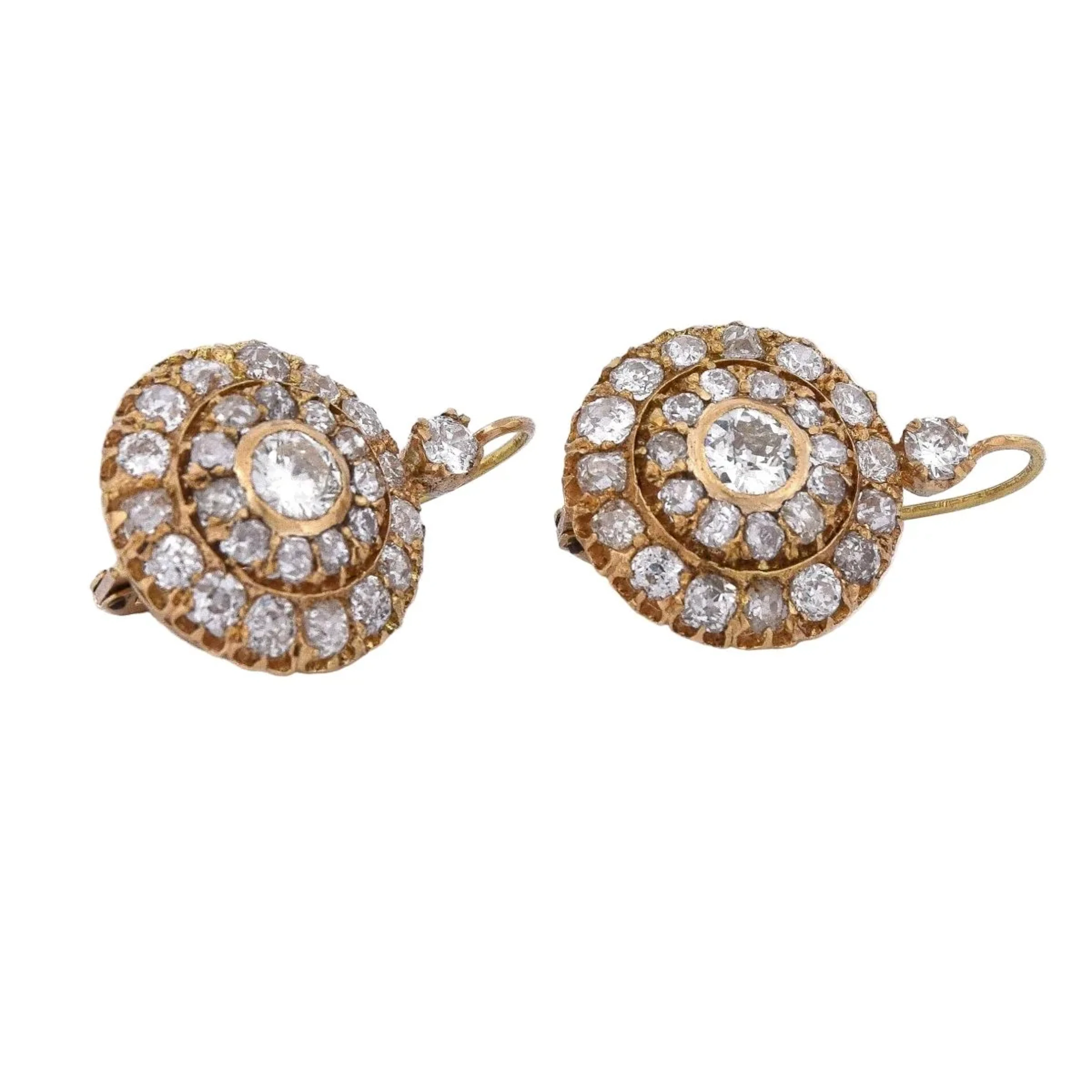 Earrings Sleepers in yellow gold and diamonds