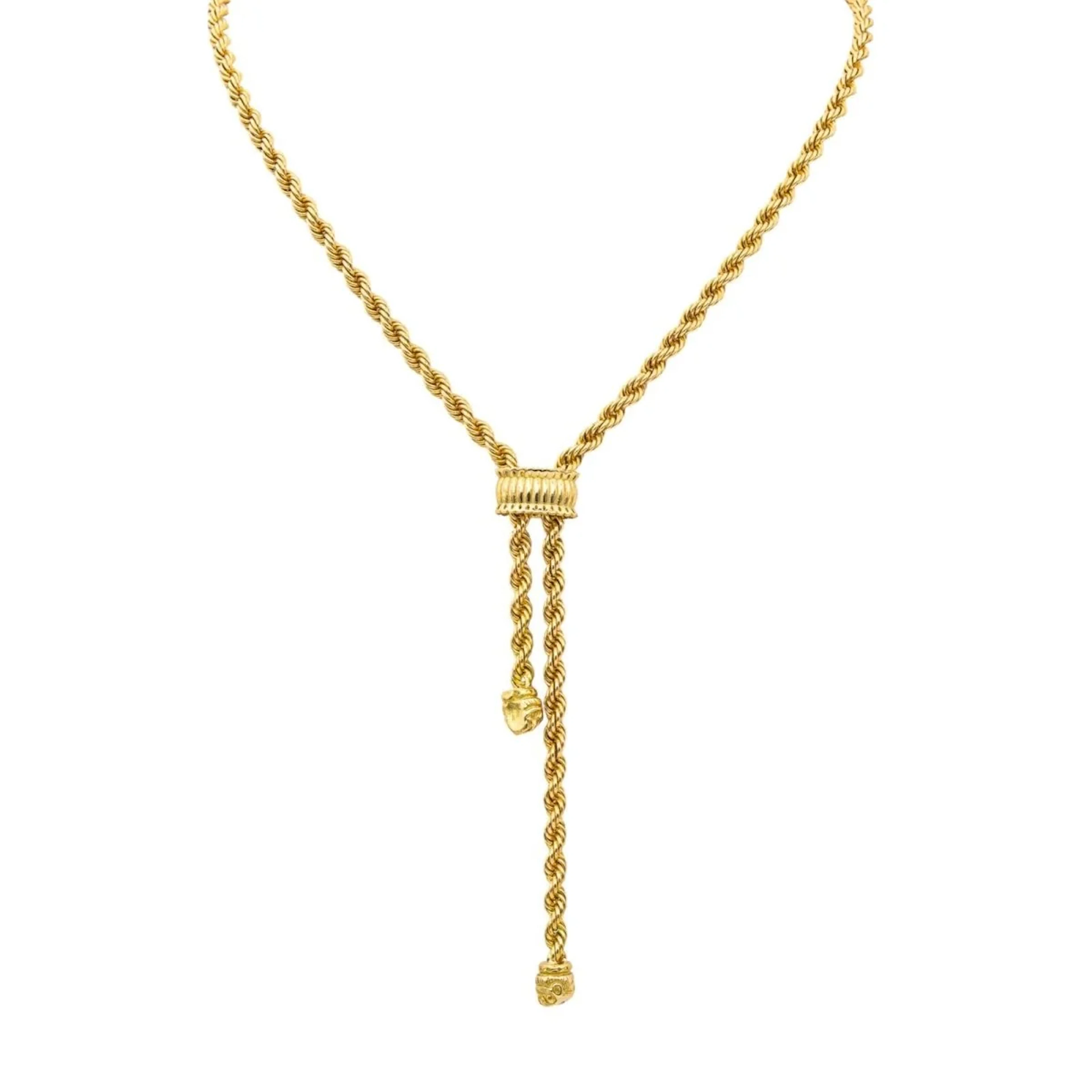 Negligee necklace in yellow gold