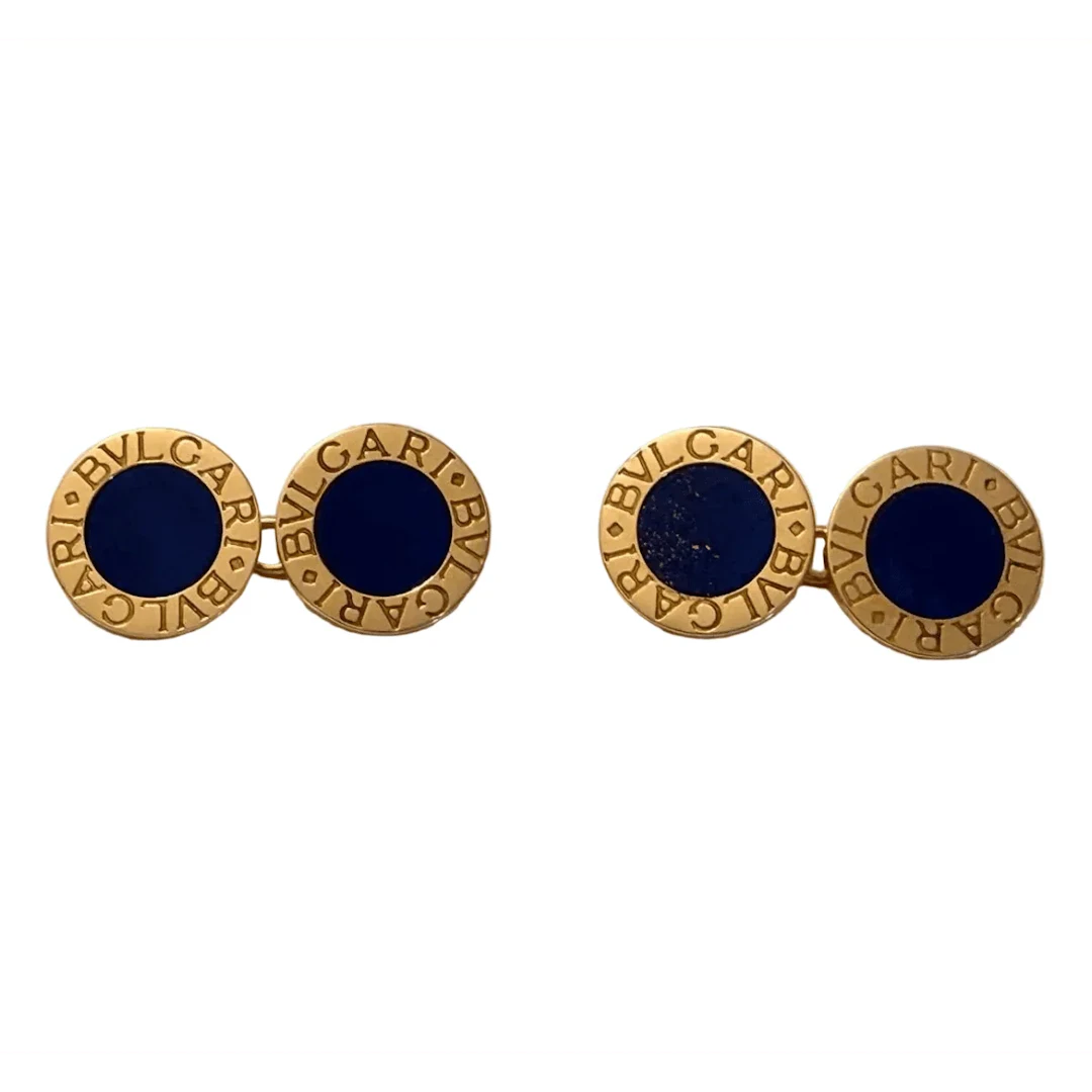 BULGARI cufflinks in yellow gold and Lapis lazuli