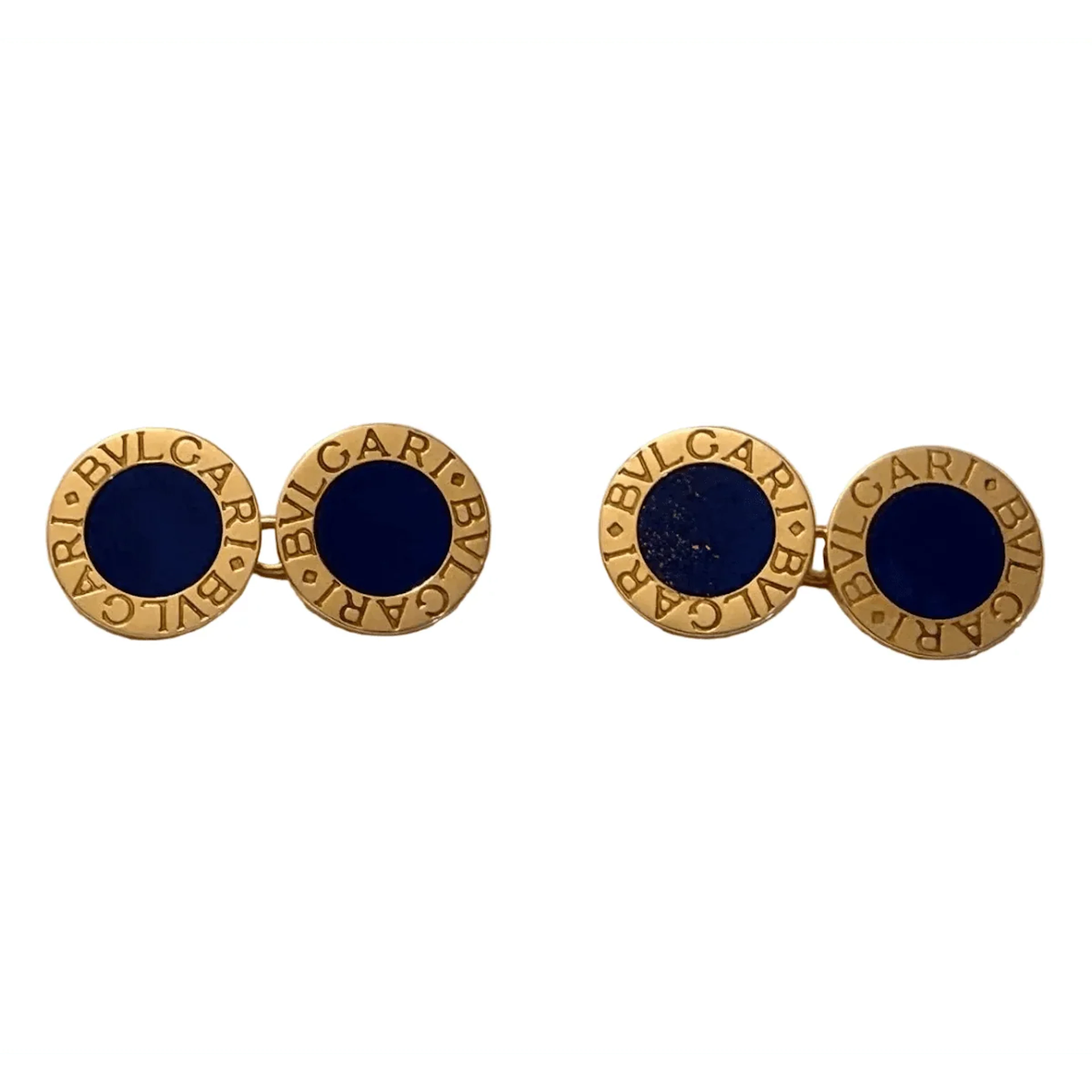 BULGARI cufflinks in yellow gold and Lapis lazuli