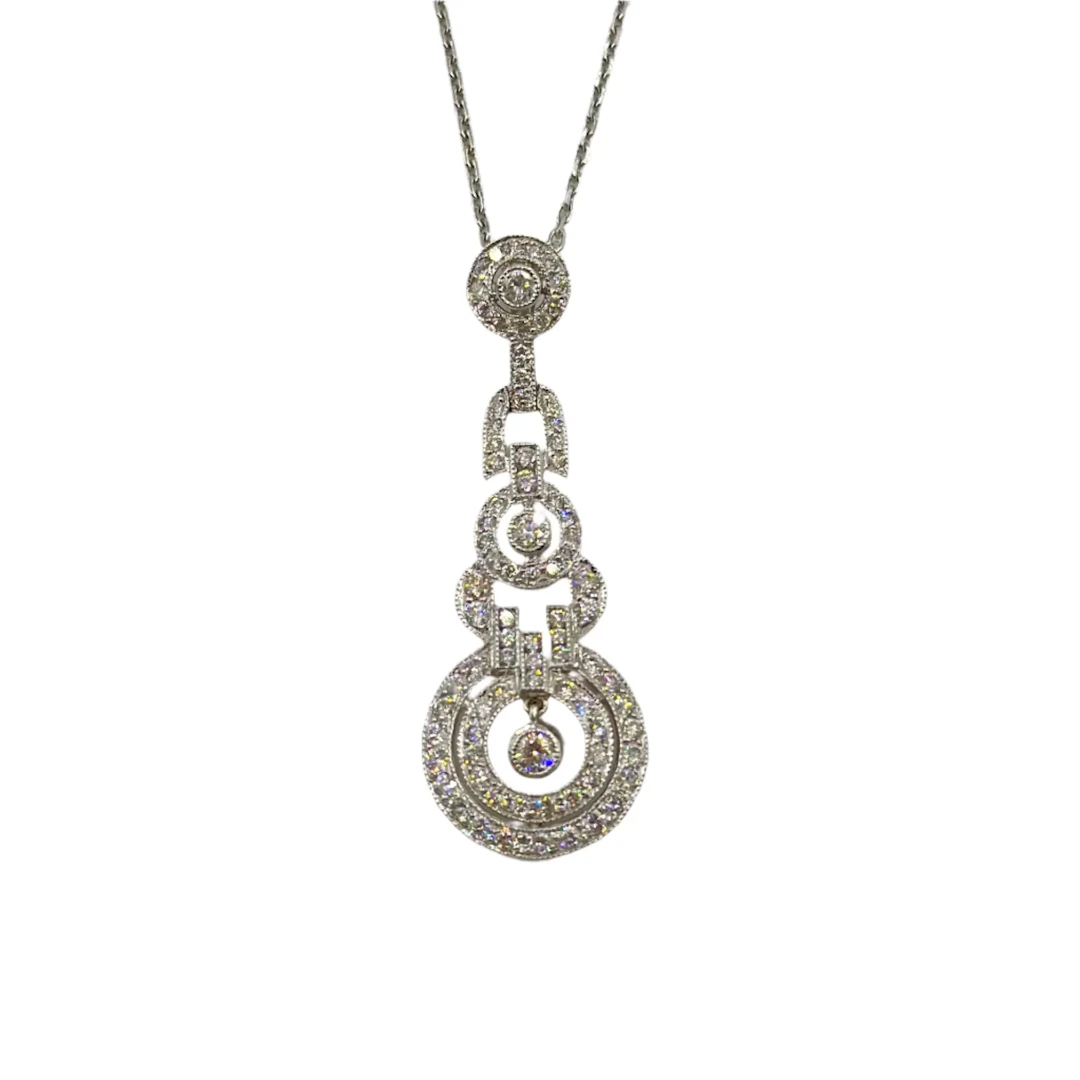 Necklace Art deco, in white gold and mobile pendant