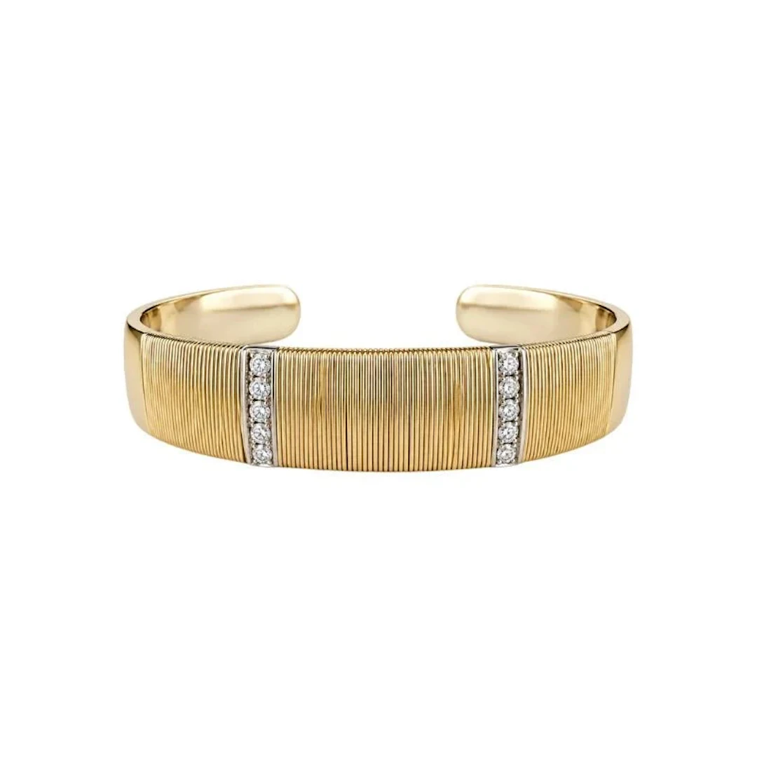Bracelet Jonc HERMÈS en or blanc, or jaune et diamants