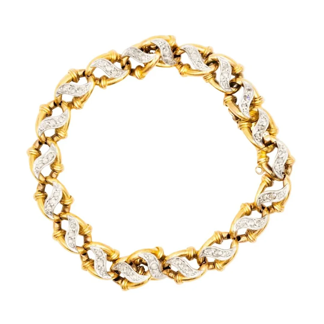 Bracelet Maille in yellow gold, white gold and diamonds