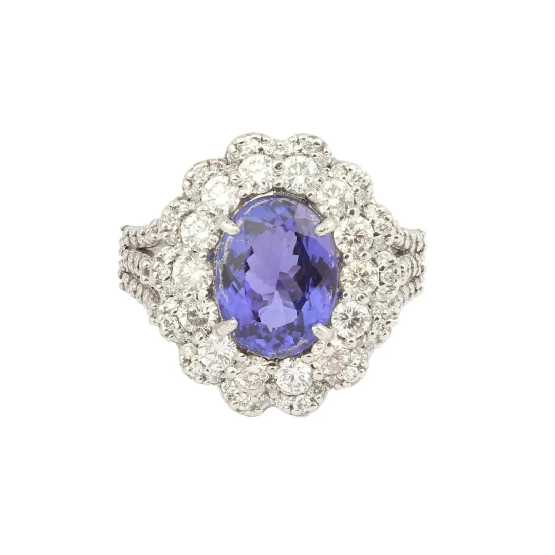 Pompadour Ring in white gold, Tanzanite, and Diamonds