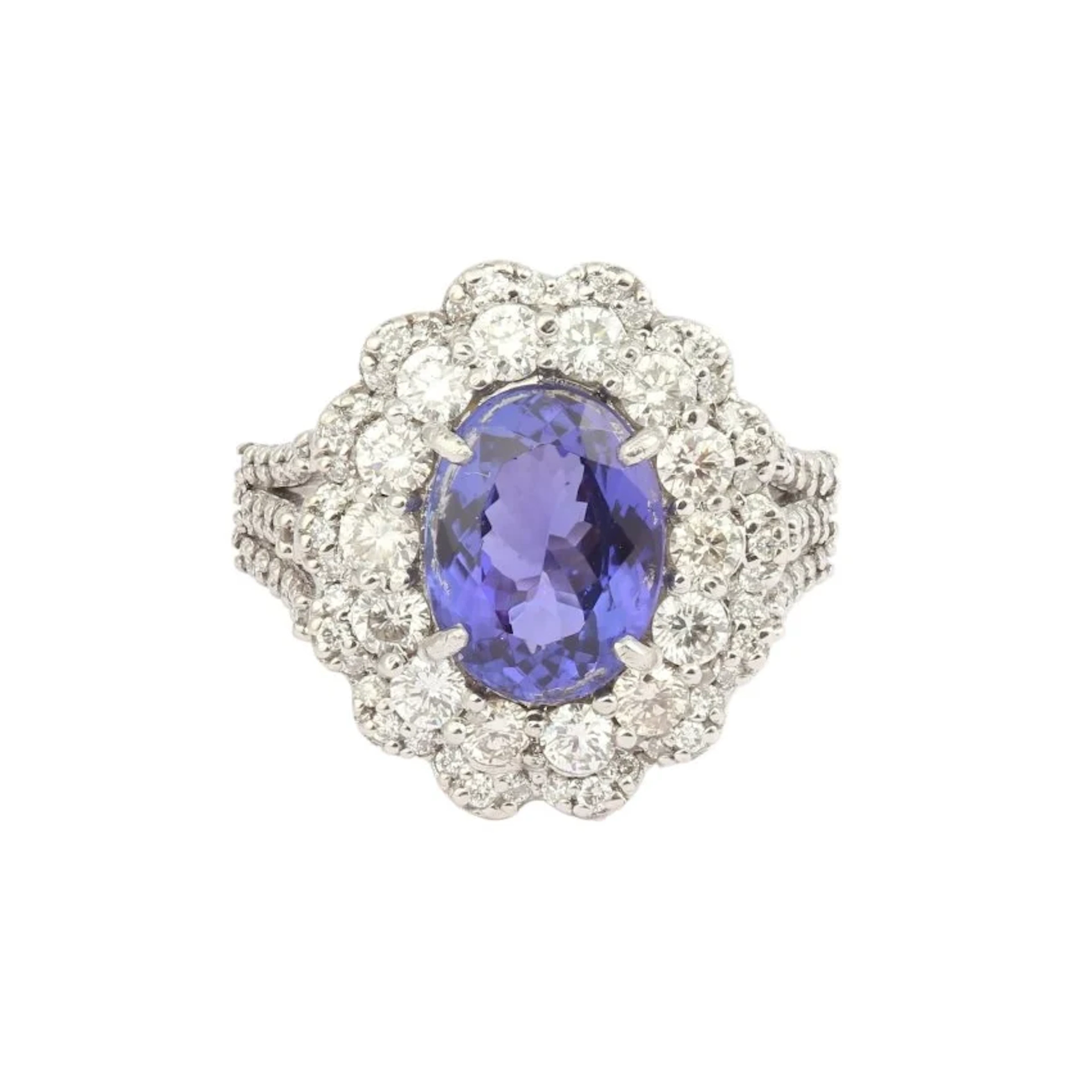 Pompadour Ring in white gold, Tanzanite, and Diamonds