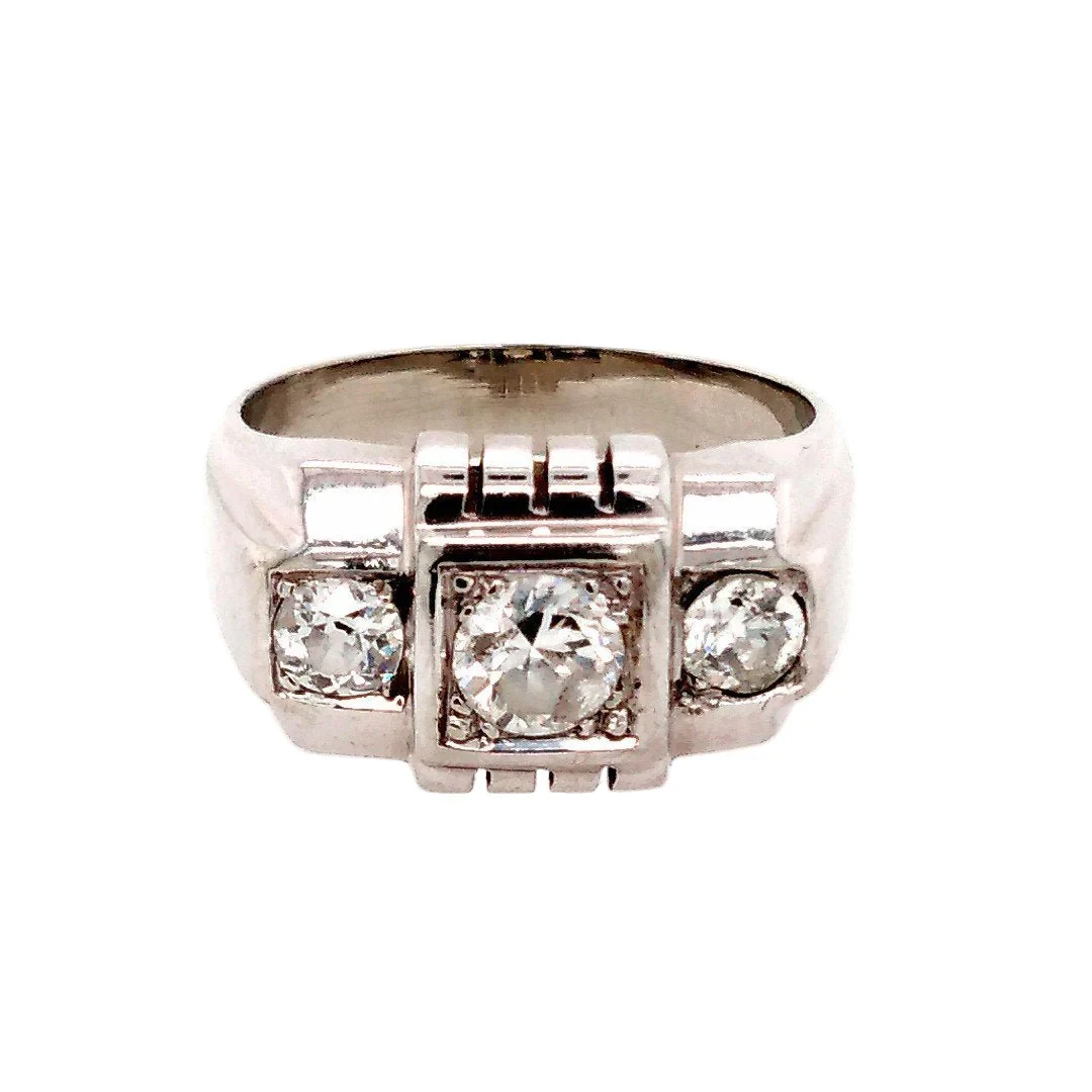 Ring Tank "Rivière" in white gold and diamonds