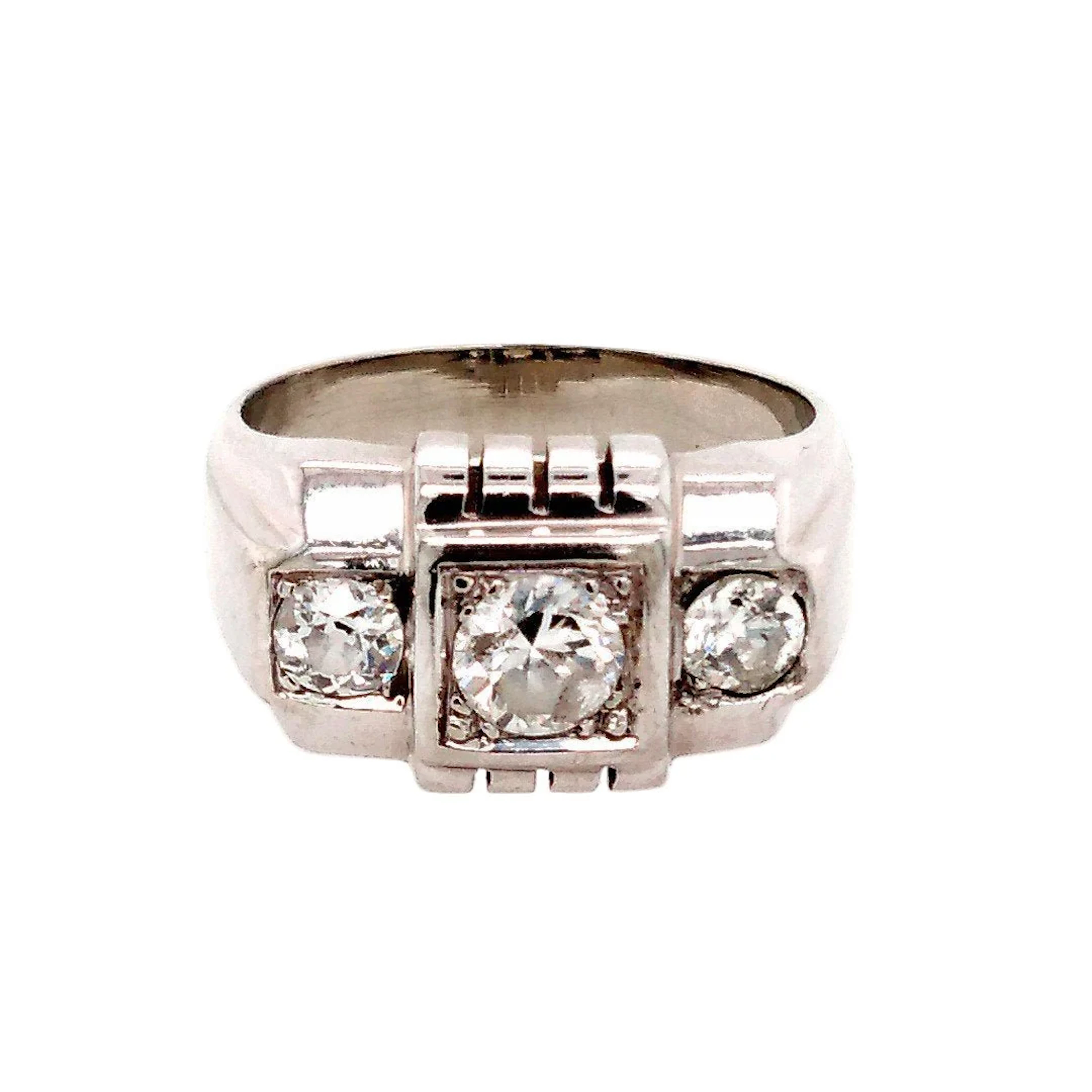 Ring Tank "Rivière" in white gold and diamonds