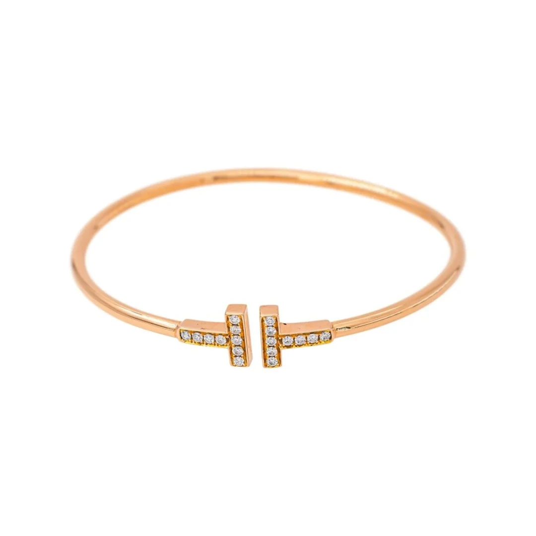 Tiffany & Co. Tiffany T Bracelet in Rose Gold with Diamonds