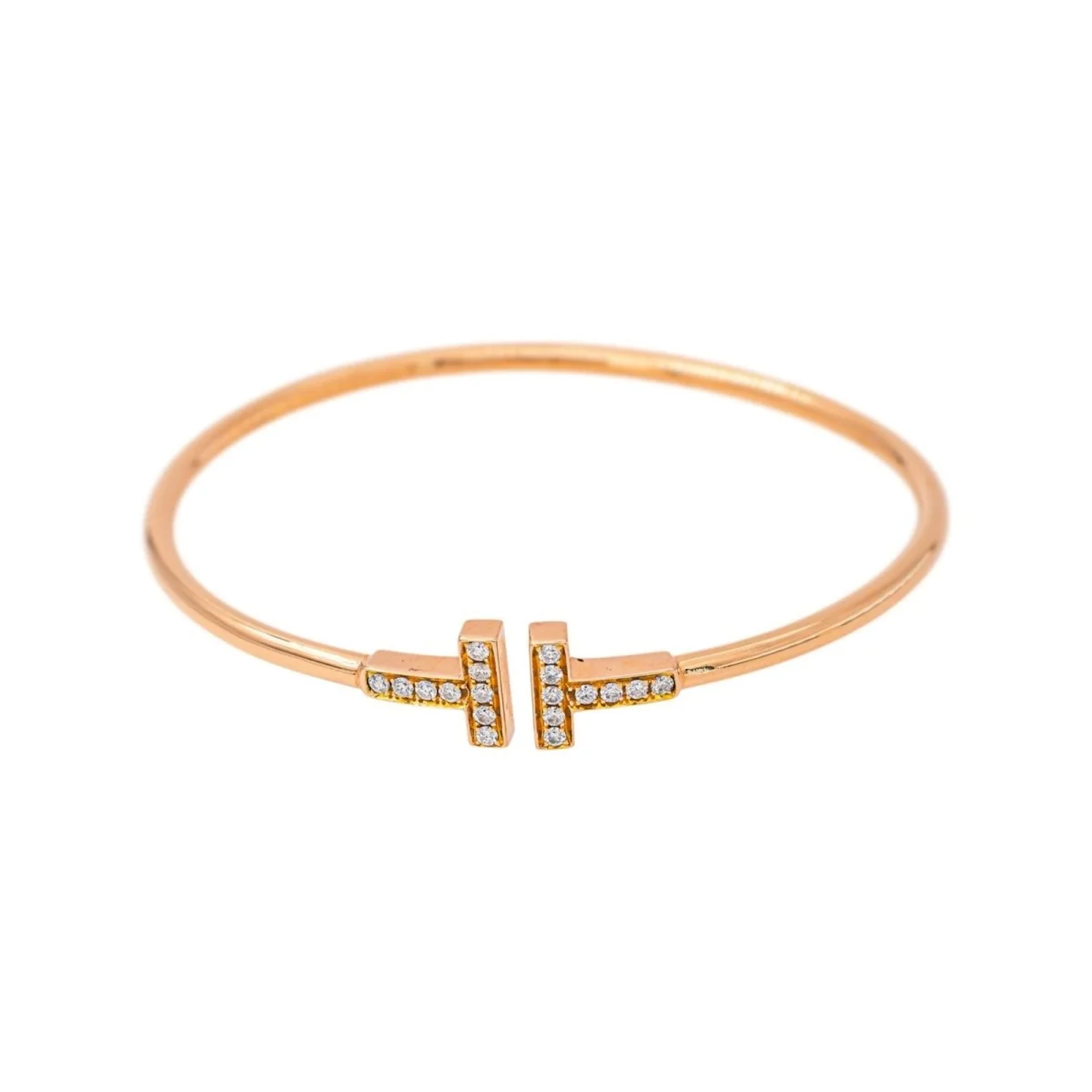 Tiffany & Co. Tiffany T Bracelet in Rose Gold with Diamonds