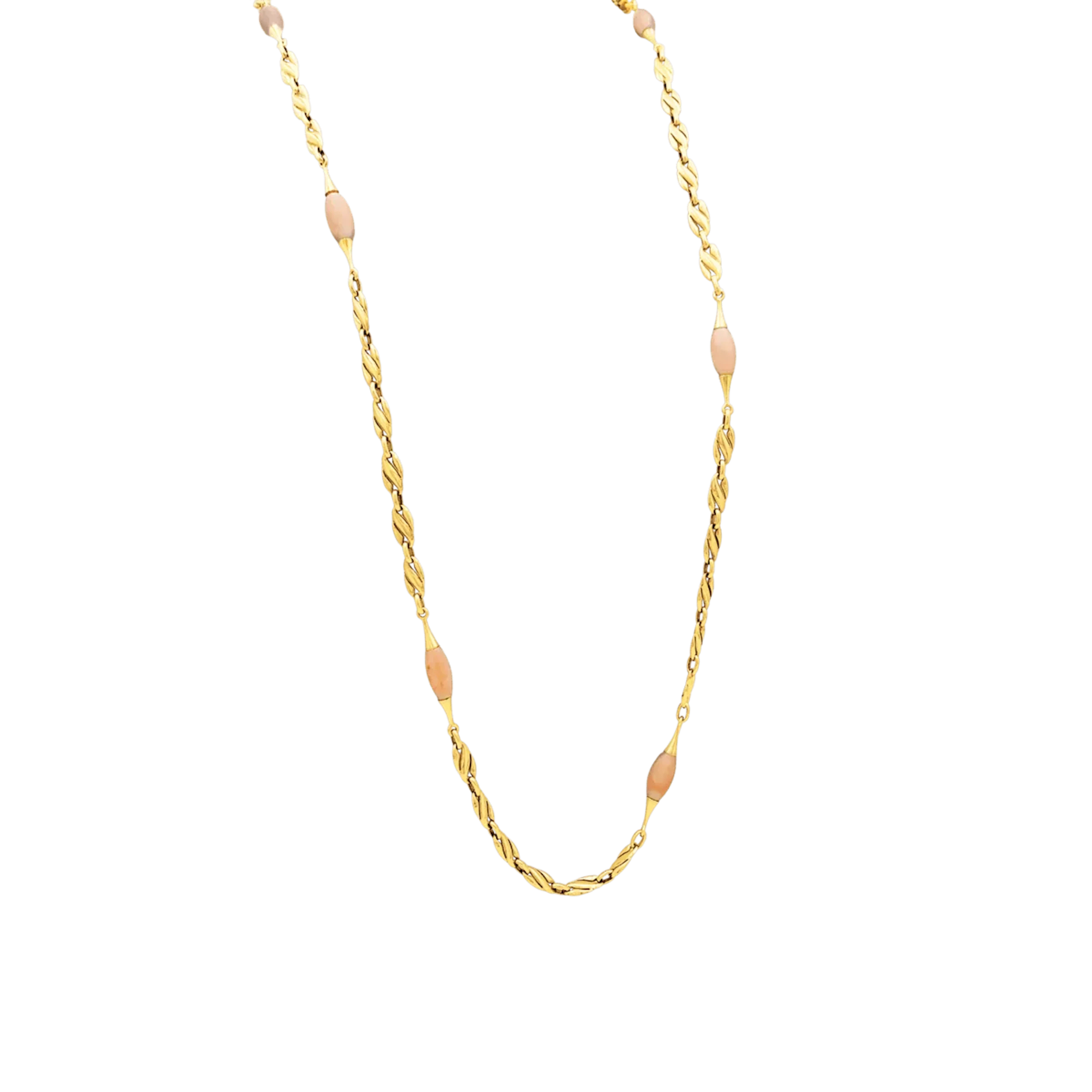 Collier Sautoir en or jaune et corail